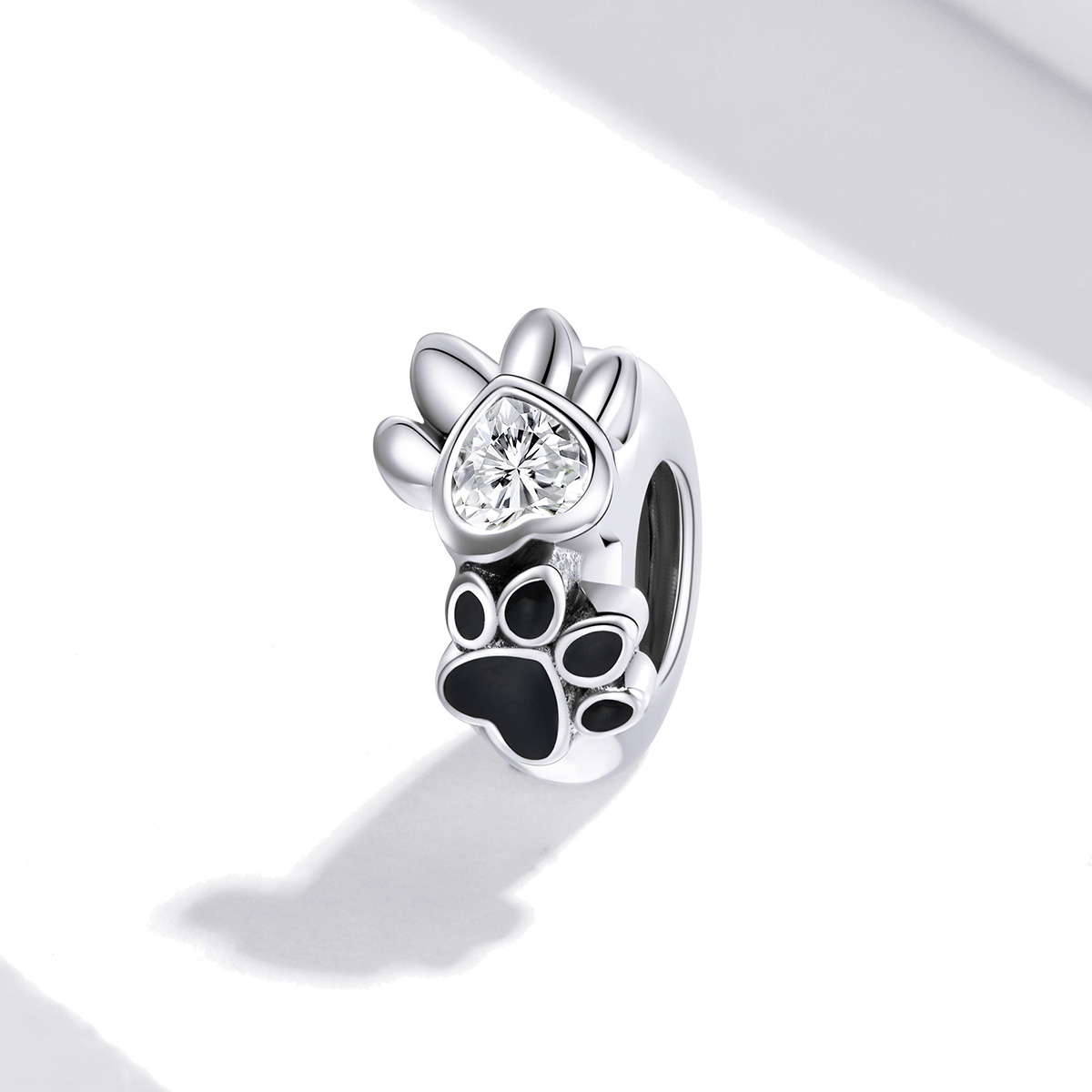 Pandora Style Budding Paw Print Spacer Bedel - SCC1846