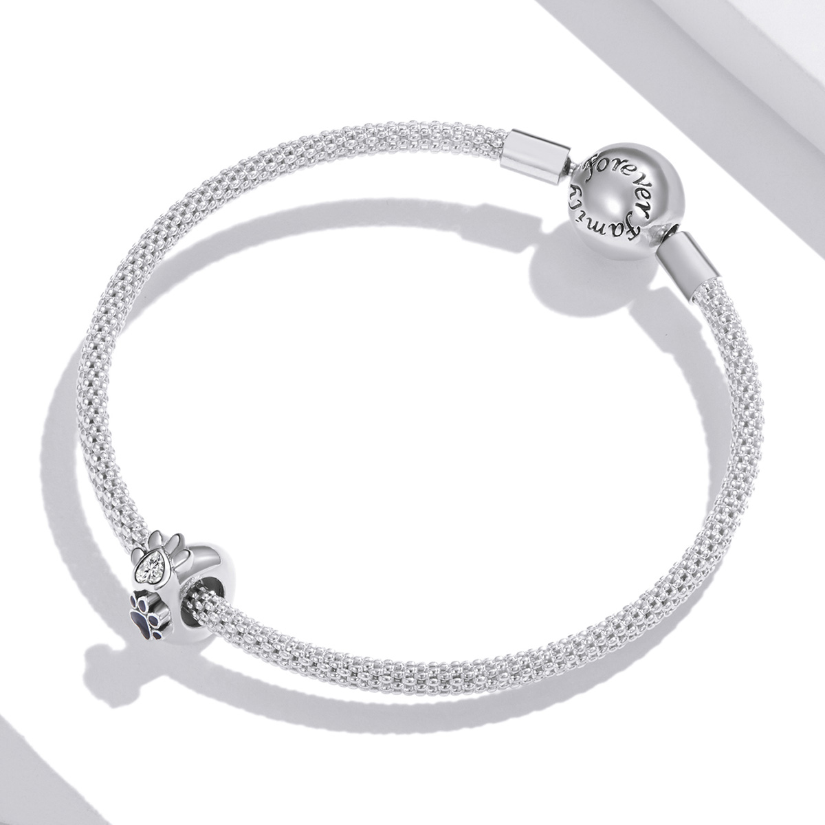 Pandora Style Budding Paw Print Spacer Bedel - SCC1846