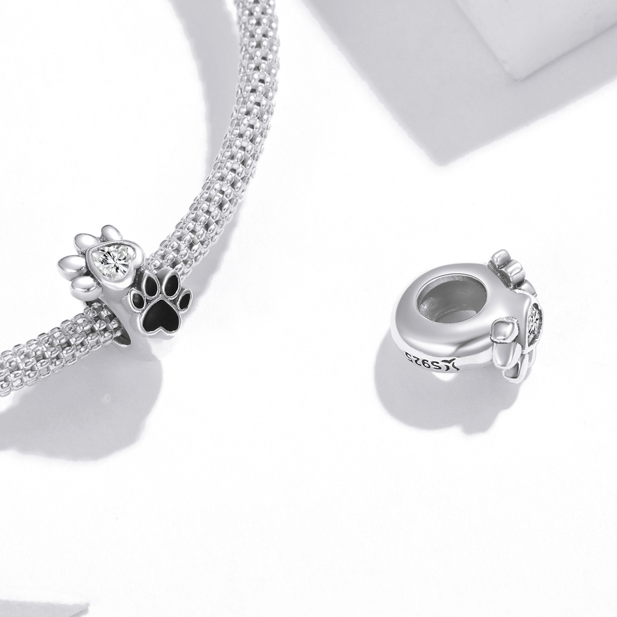 Pandora Style Budding Paw Print Spacer Bedel - SCC1846