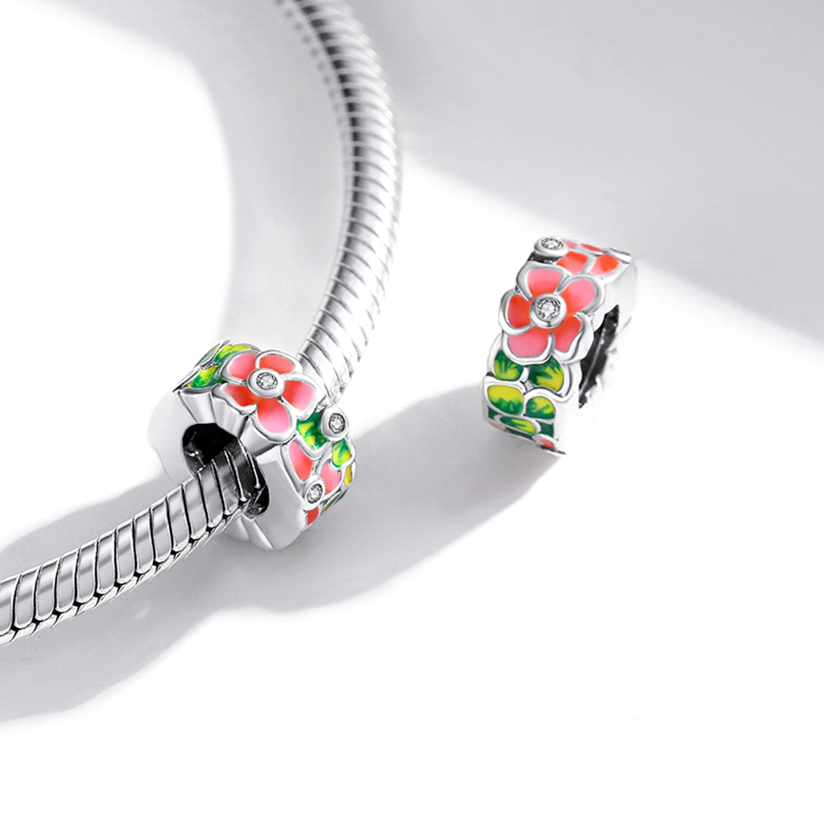 Pandora Style Kleurrijke bloemen Spacer Bedel - SCC1727