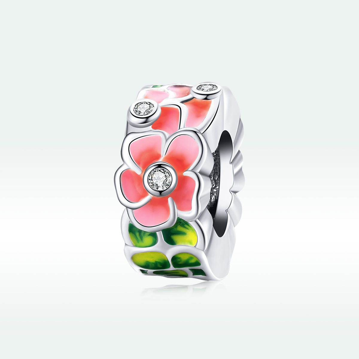 Pandora Style Kleurrijke bloemen Spacer Bedel - SCC1727