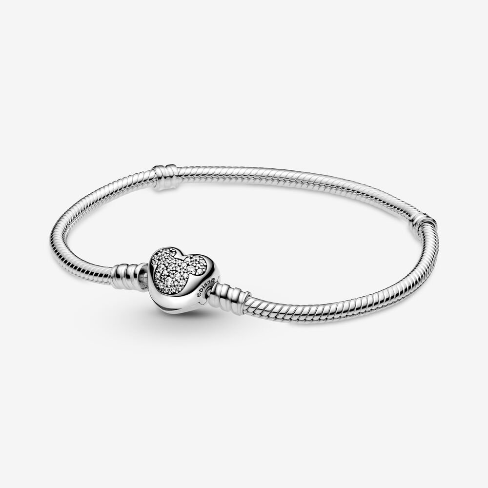 Disney Pandora Moments Mickey Mouse Heart Clasp Snake Chain Bracelet - 599299C01