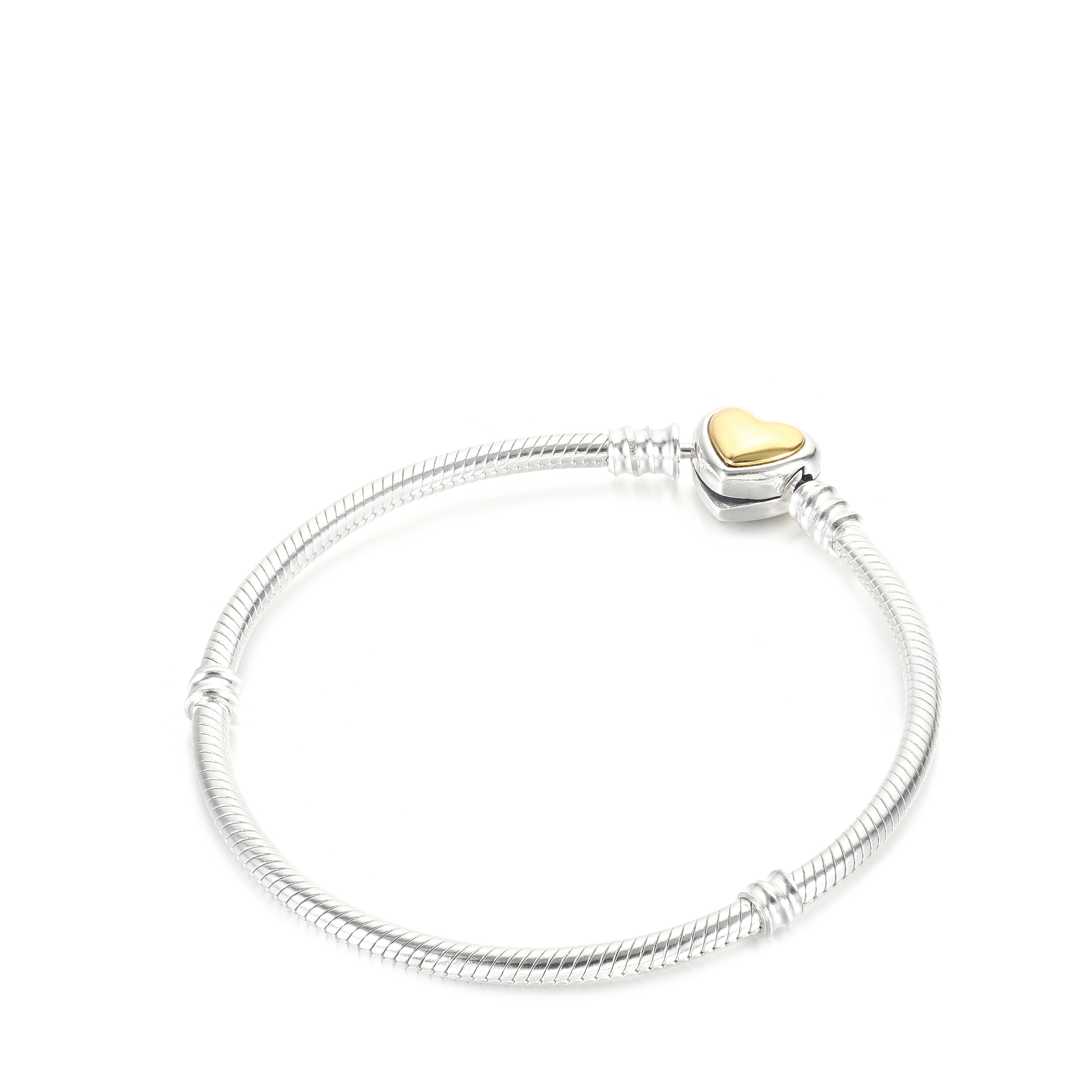 PANDORA Domed Golden Heart Clasp Snake Chain Bracelet - 599380C00