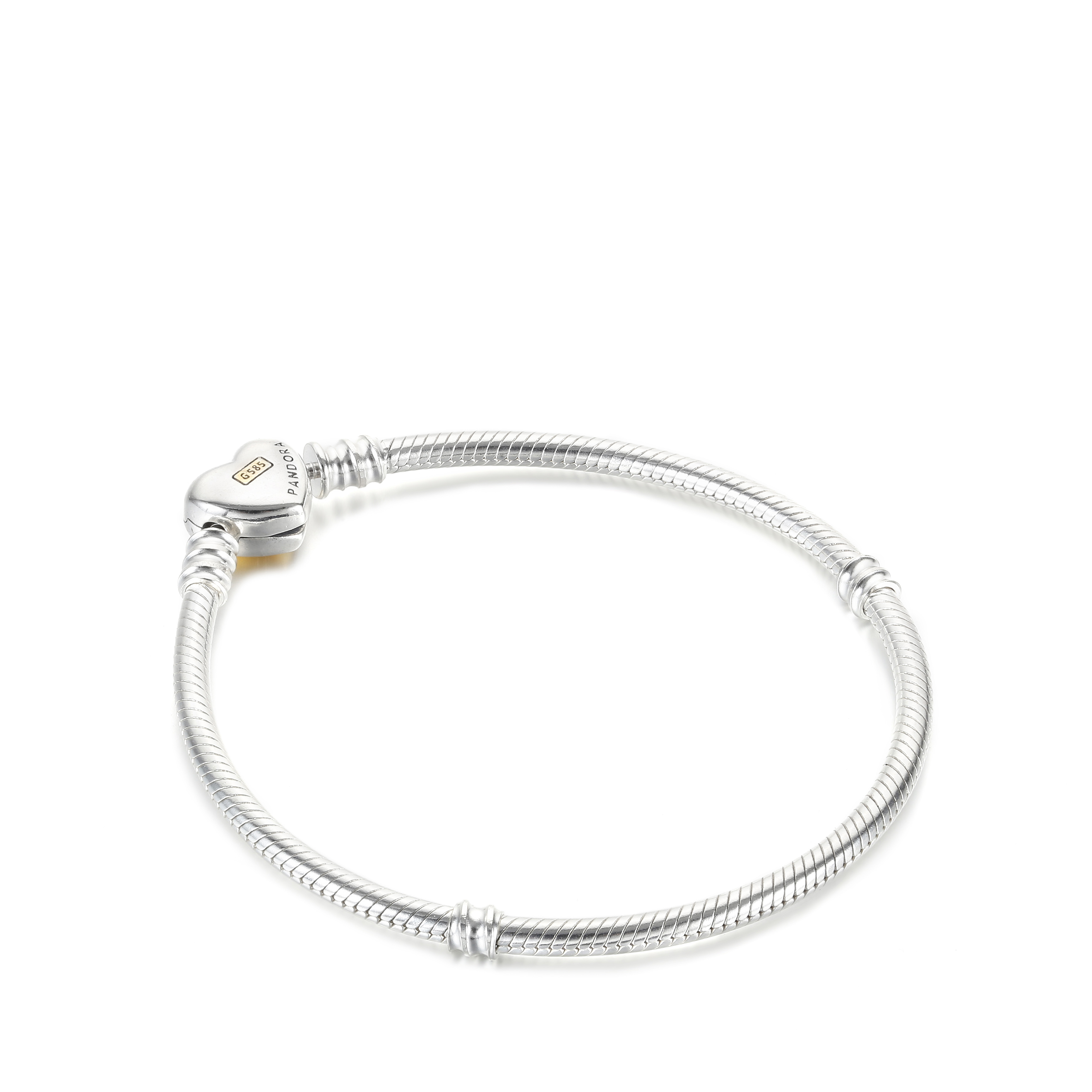 PANDORA Domed Golden Heart Clasp Snake Chain Bracelet - 599380C00