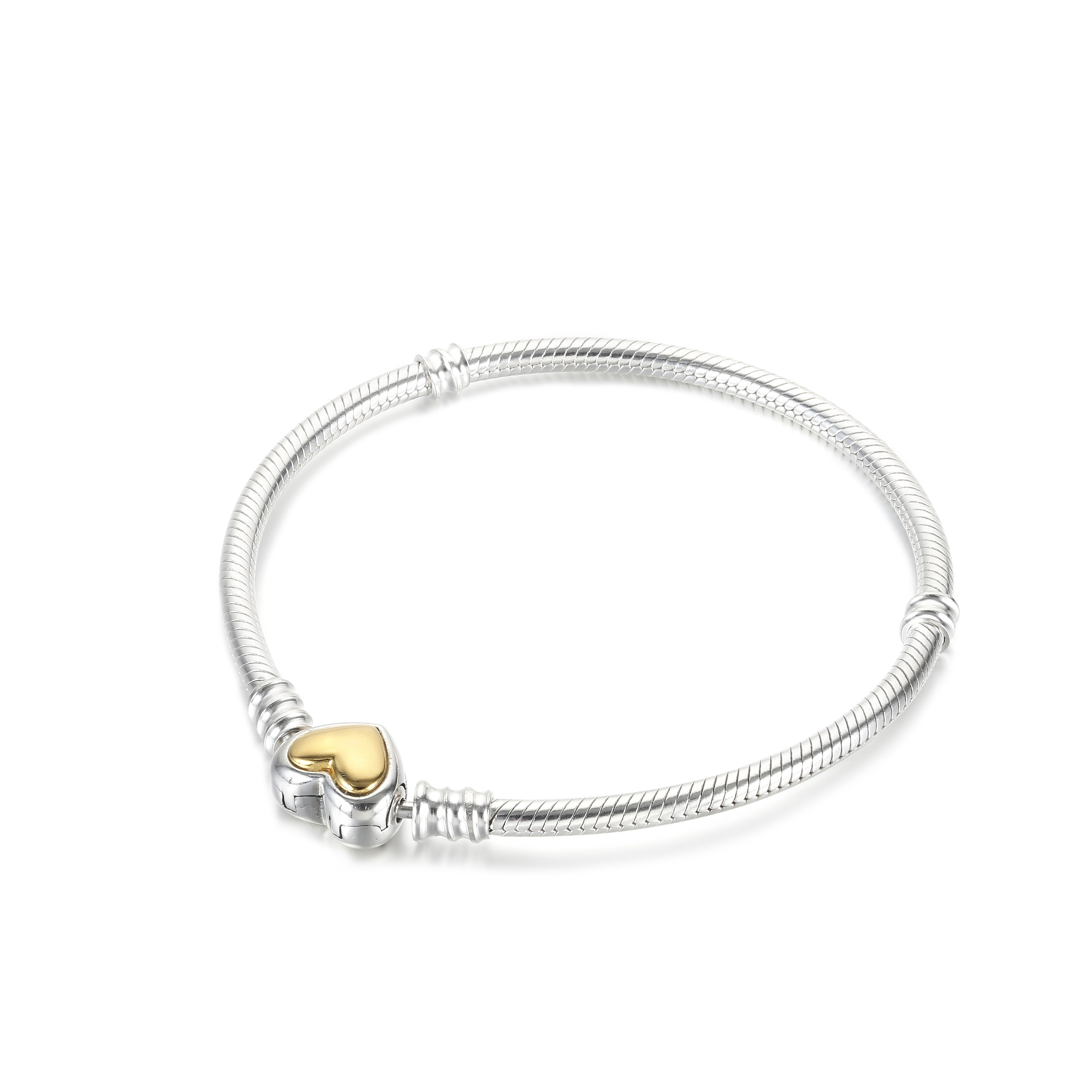 PANDORA Domed Golden Heart Clasp Snake Chain Bracelet - 599380C00