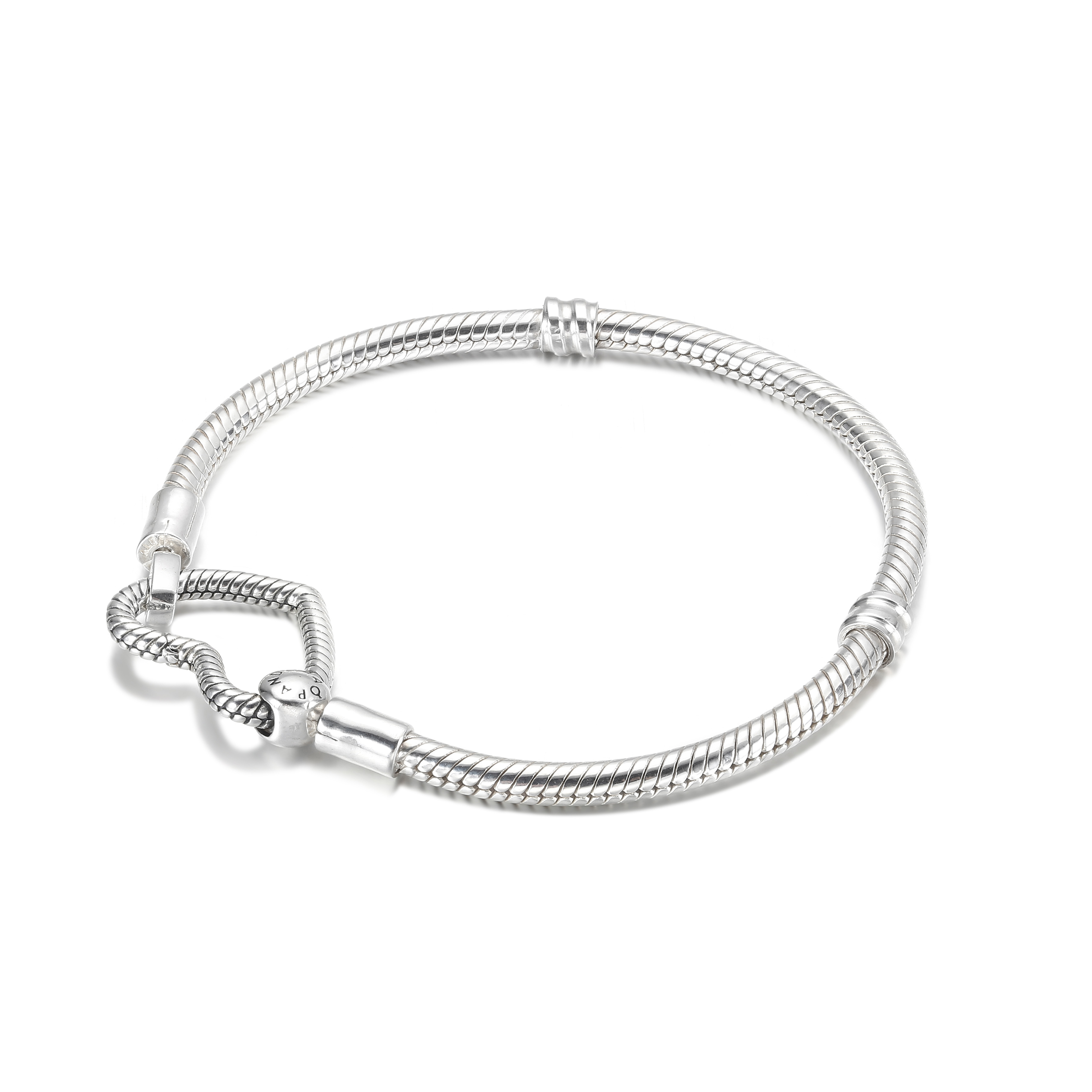 Pandora Moments Snake Chain Armband met Hartsluiting - 599539C00