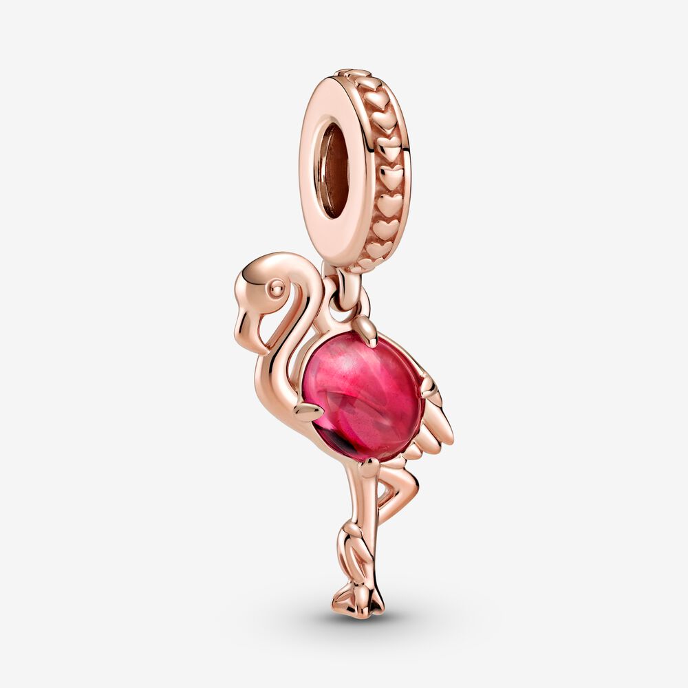 PANDORA Roze Muranoglazen Flamingo Hangende Bedel - 789431C01