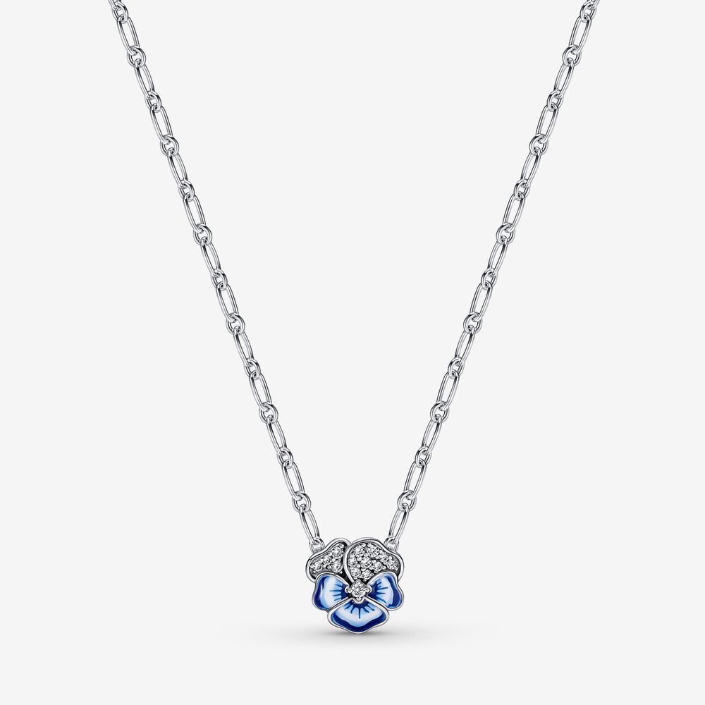 PANDORA Blauw Viooltje Ketting met Hanger - 390770C01