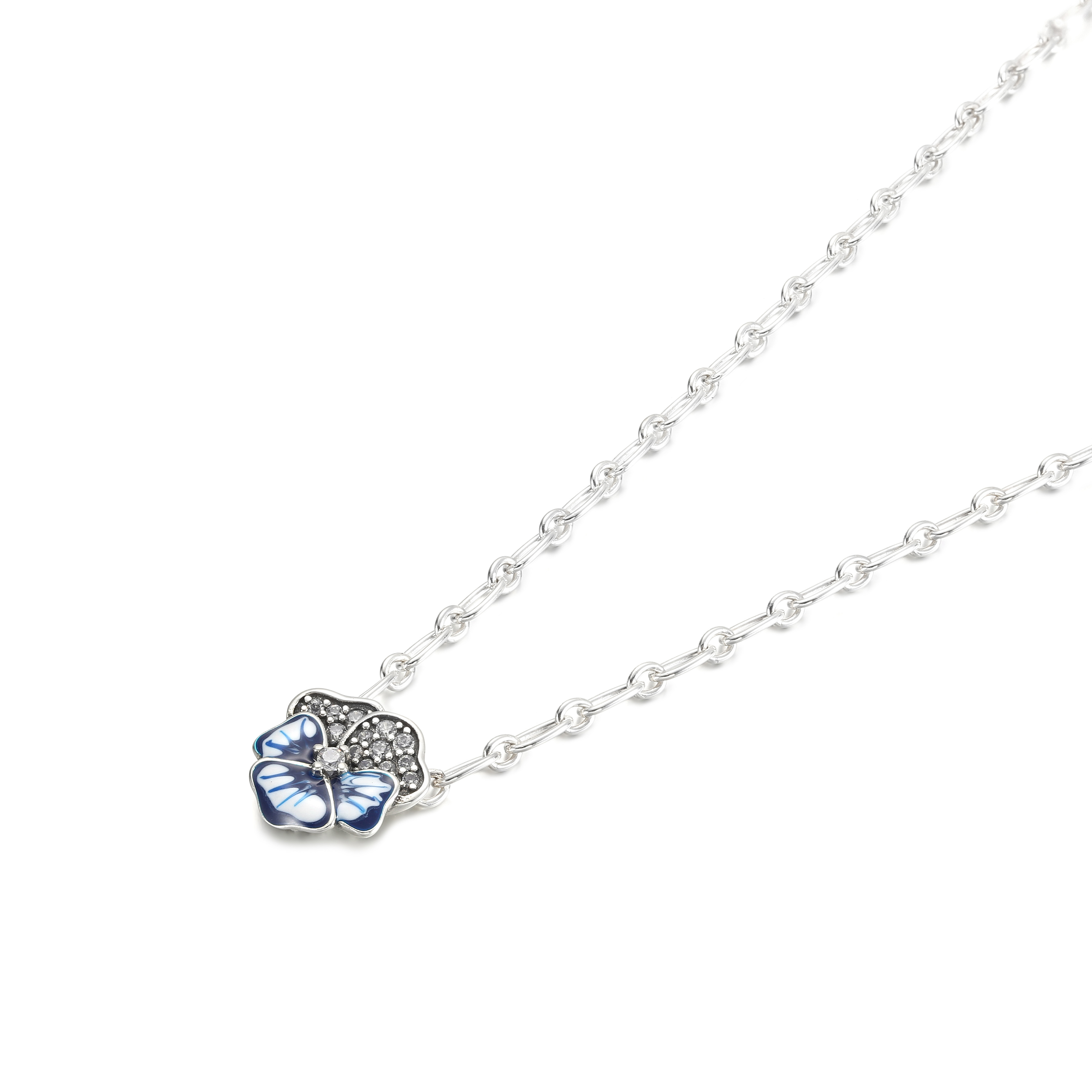 PANDORA Blauw Viooltje Ketting met Hanger - 390770C01