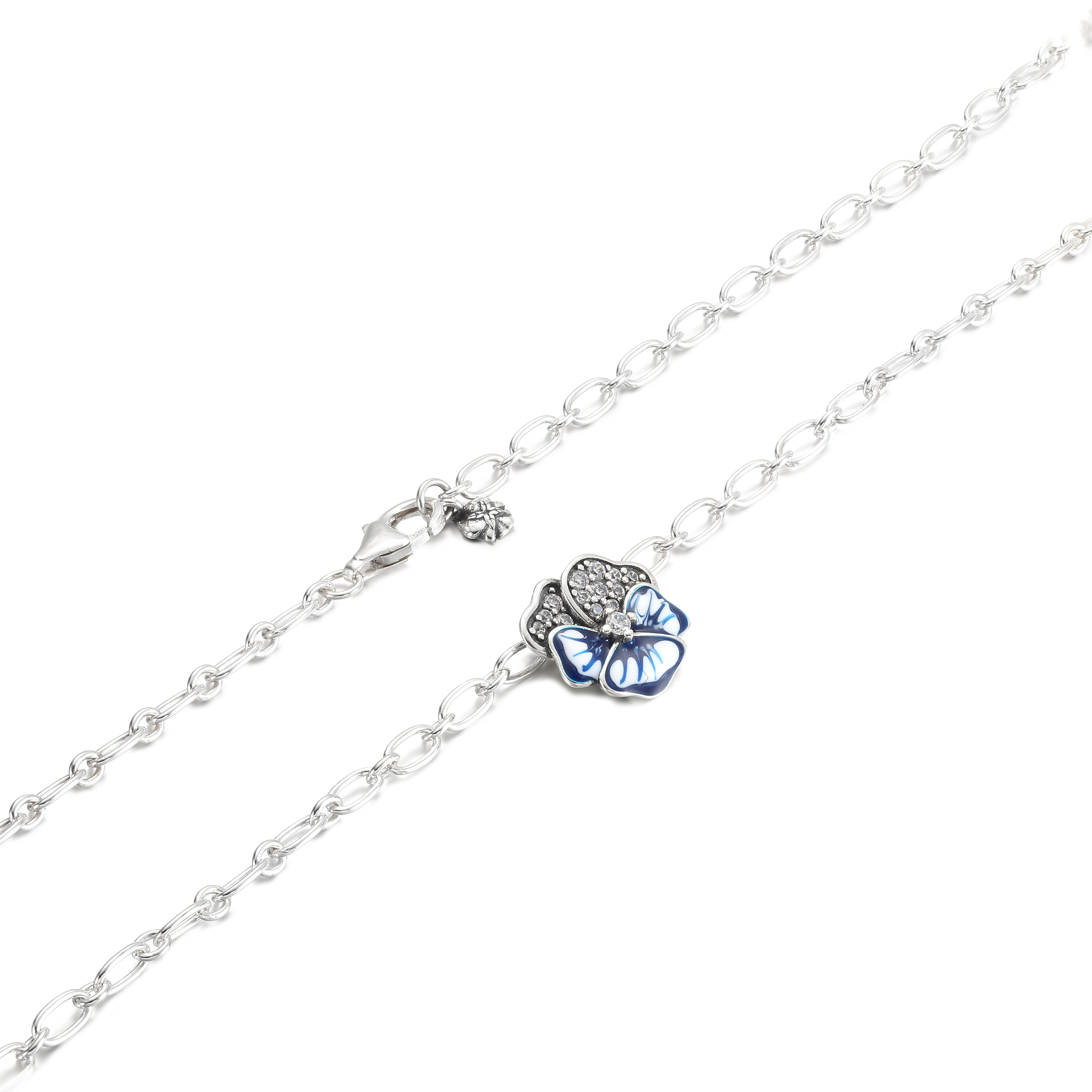 PANDORA Blauw Viooltje Ketting met Hanger - 390770C01