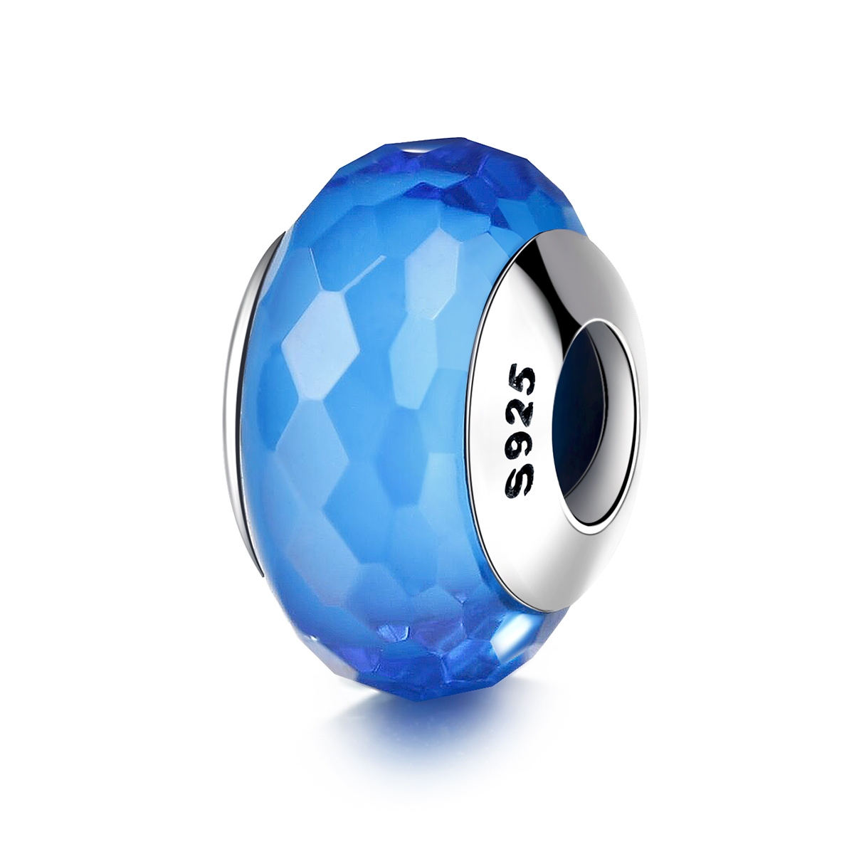 Pandora Style Blauw Facet Murano Glas Kraal Bedel - SCZ037