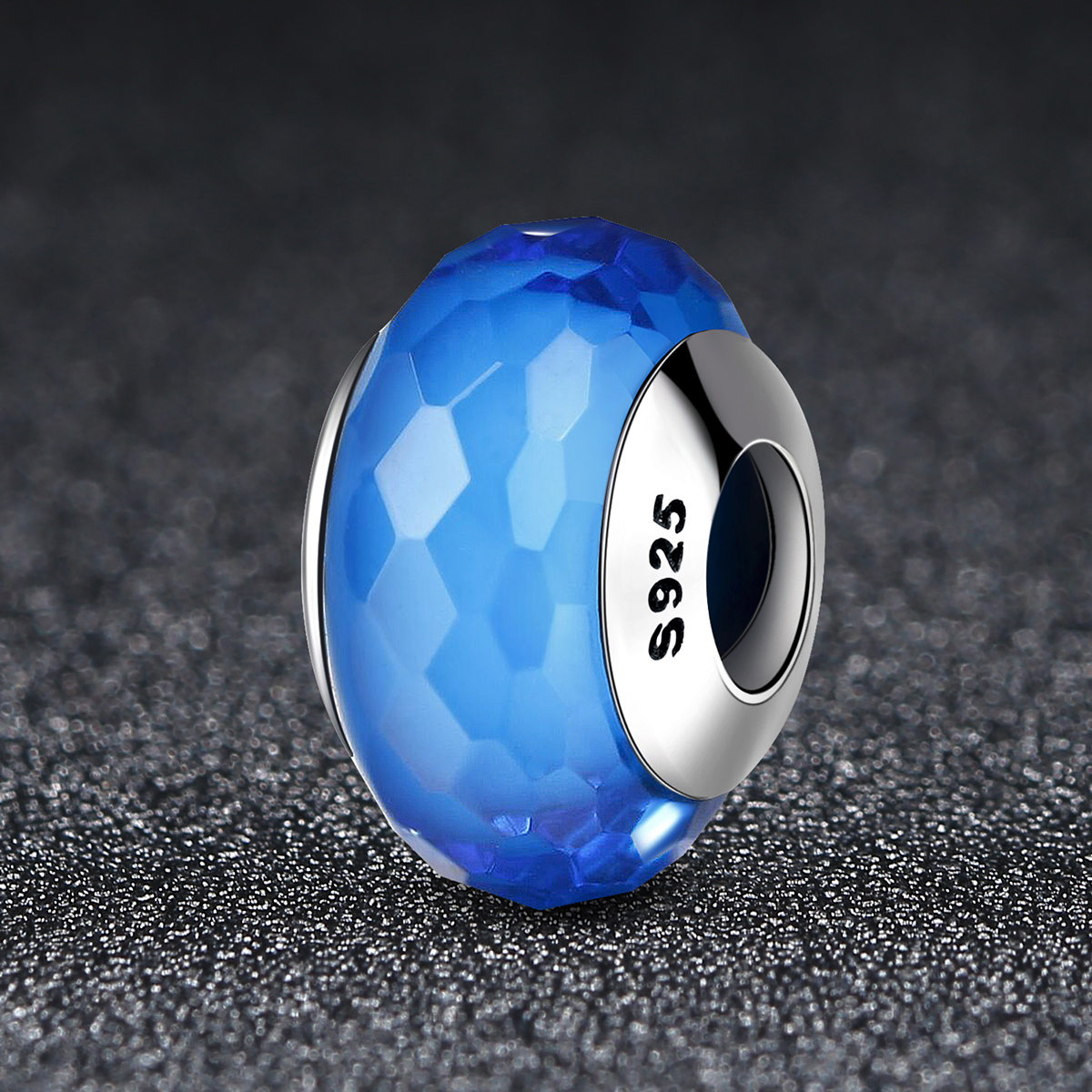 Pandora Style Blauw Facet Murano Glas Kraal Bedel - SCZ037