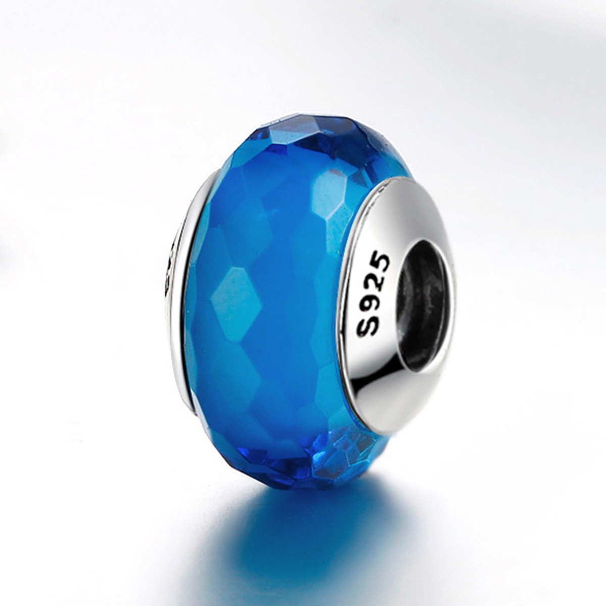 Pandora Style Blauw Facet Murano Glas Kraal Bedel - SCZ037