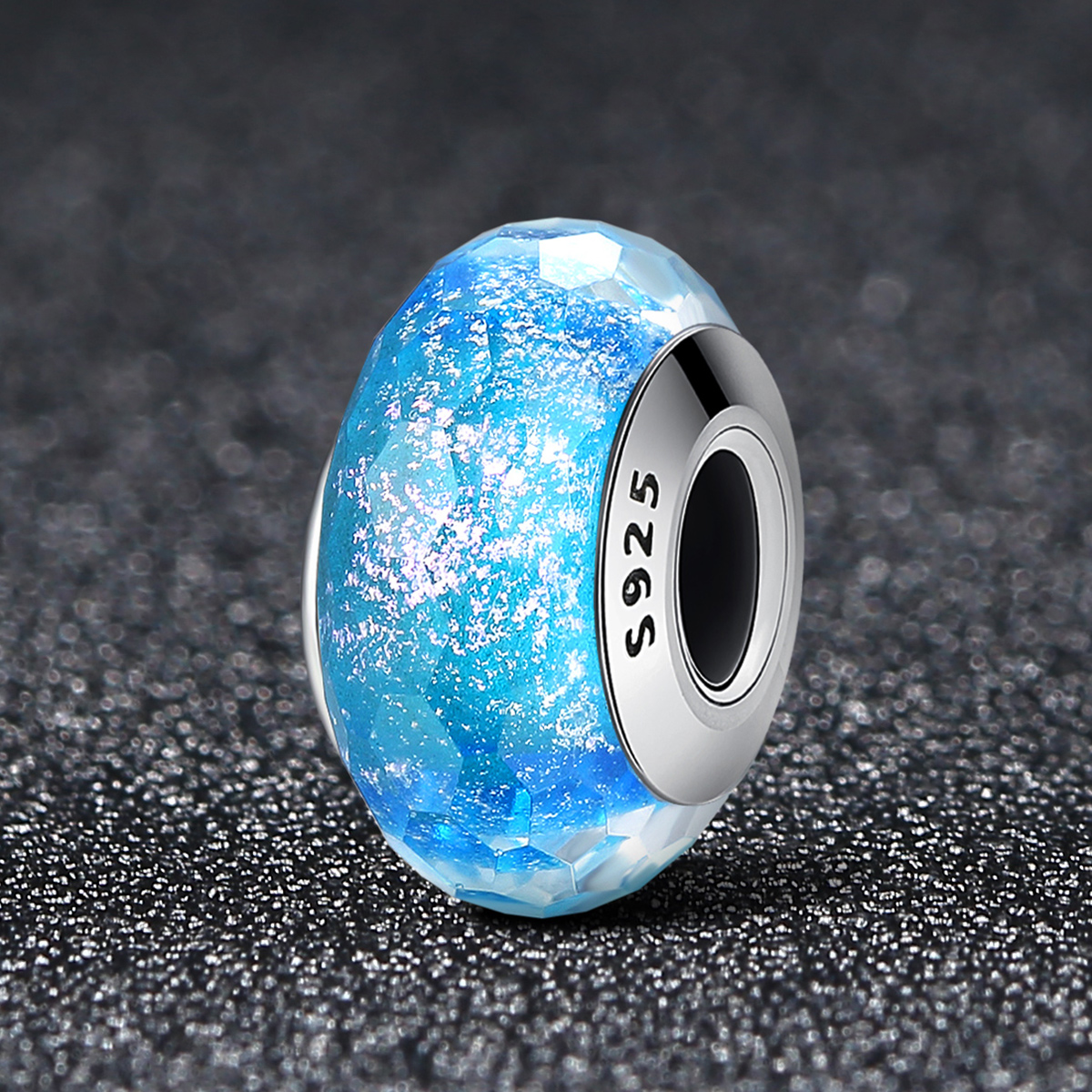 Pandora Style Blauwe Murano Glaskraal Bedel - SCZ054