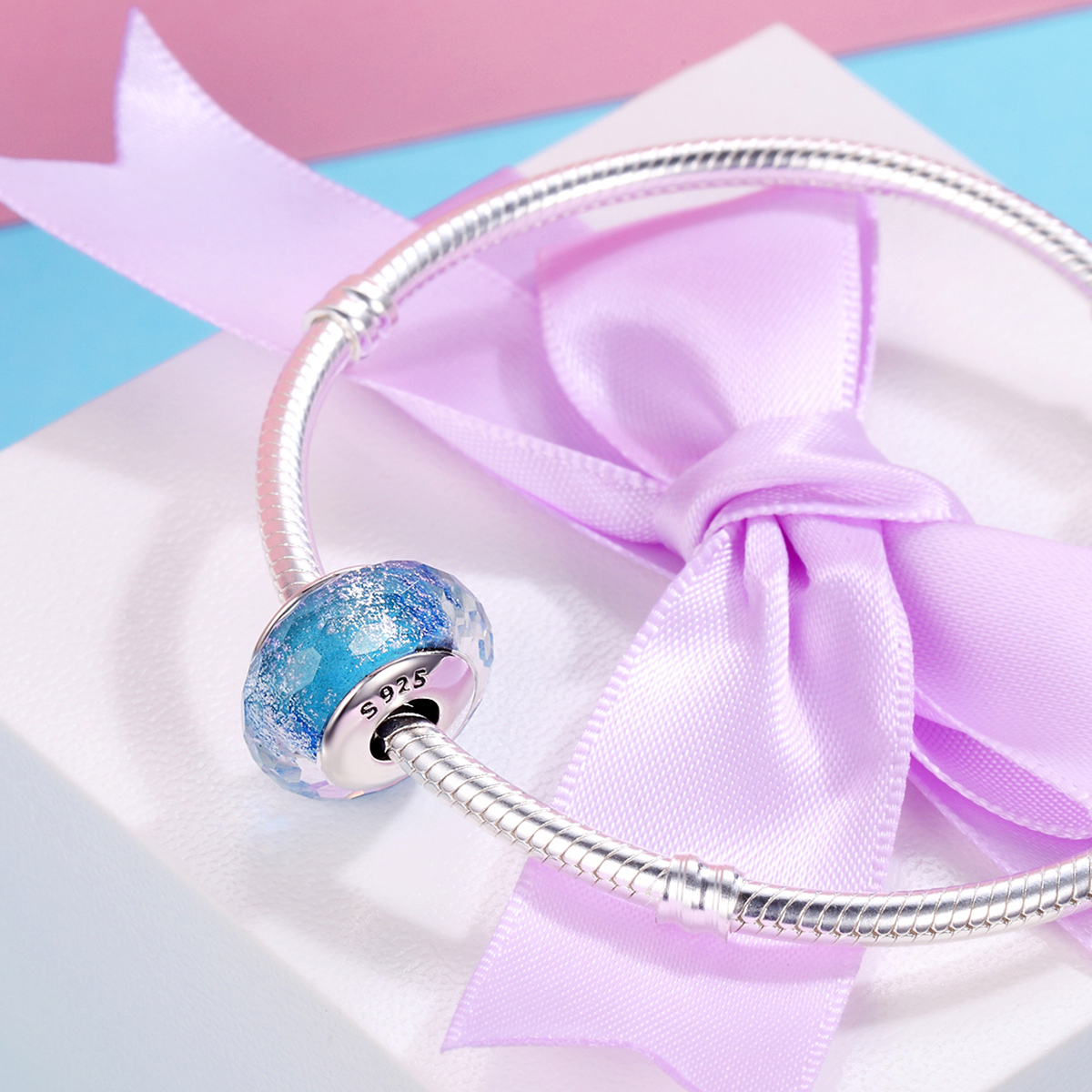 Pandora Style Blauwe Murano Glaskraal Bedel - SCZ054