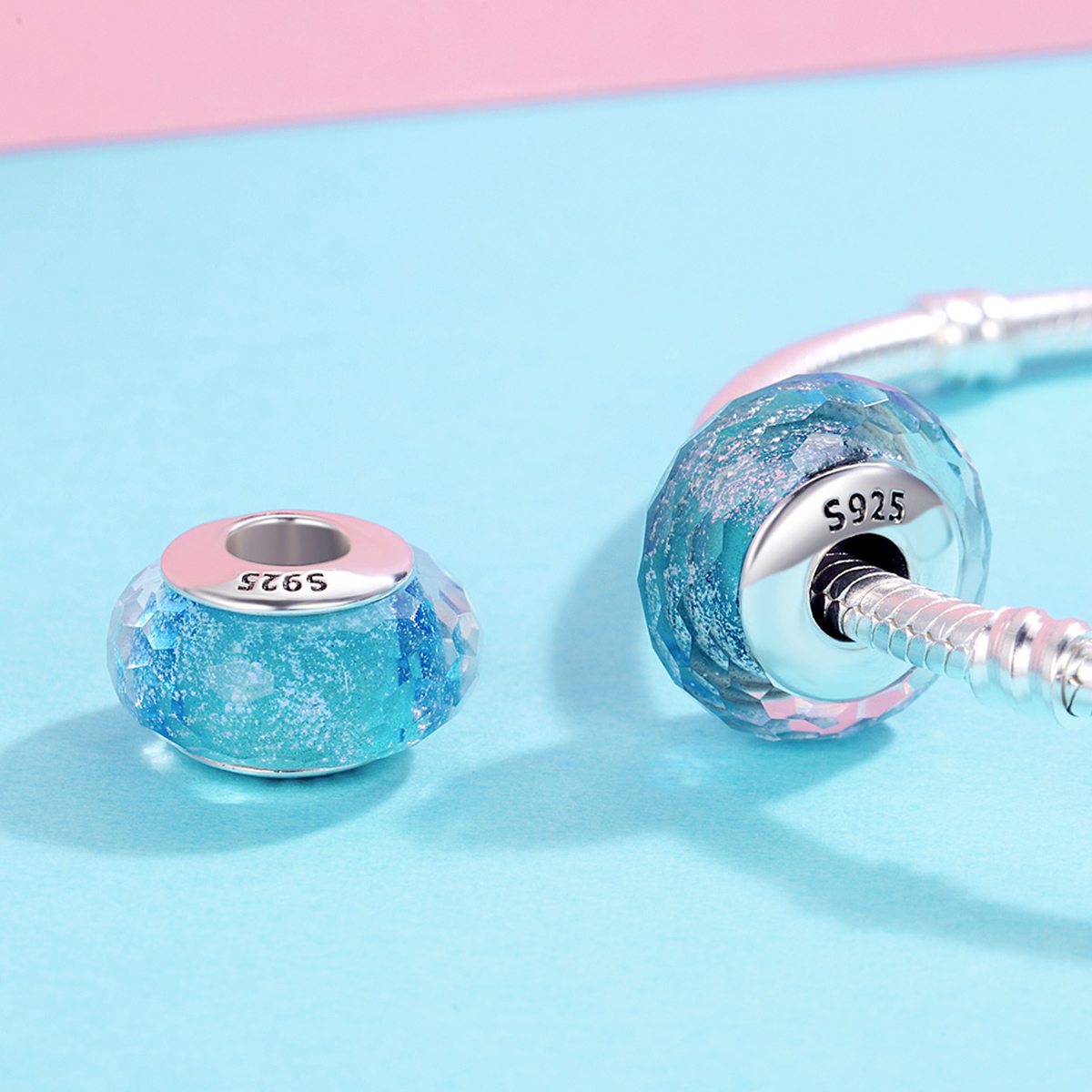 Pandora Style Blauwe Murano Glaskraal Bedel - SCZ054