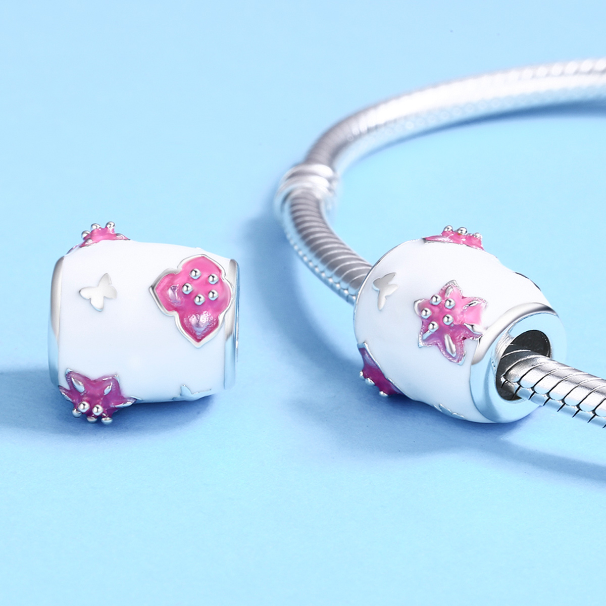 Pandora Style Bloemen en vlinders Bedel - SCC446