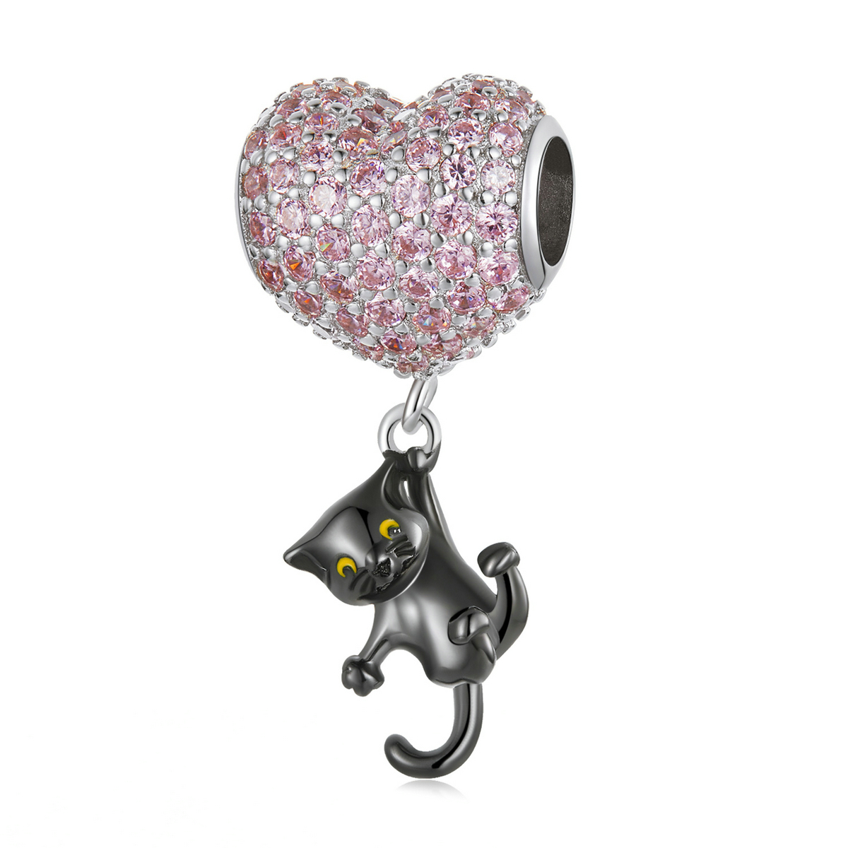 Pandora Style Liefdesballon Zwarte Kat Bedel - SCC2115