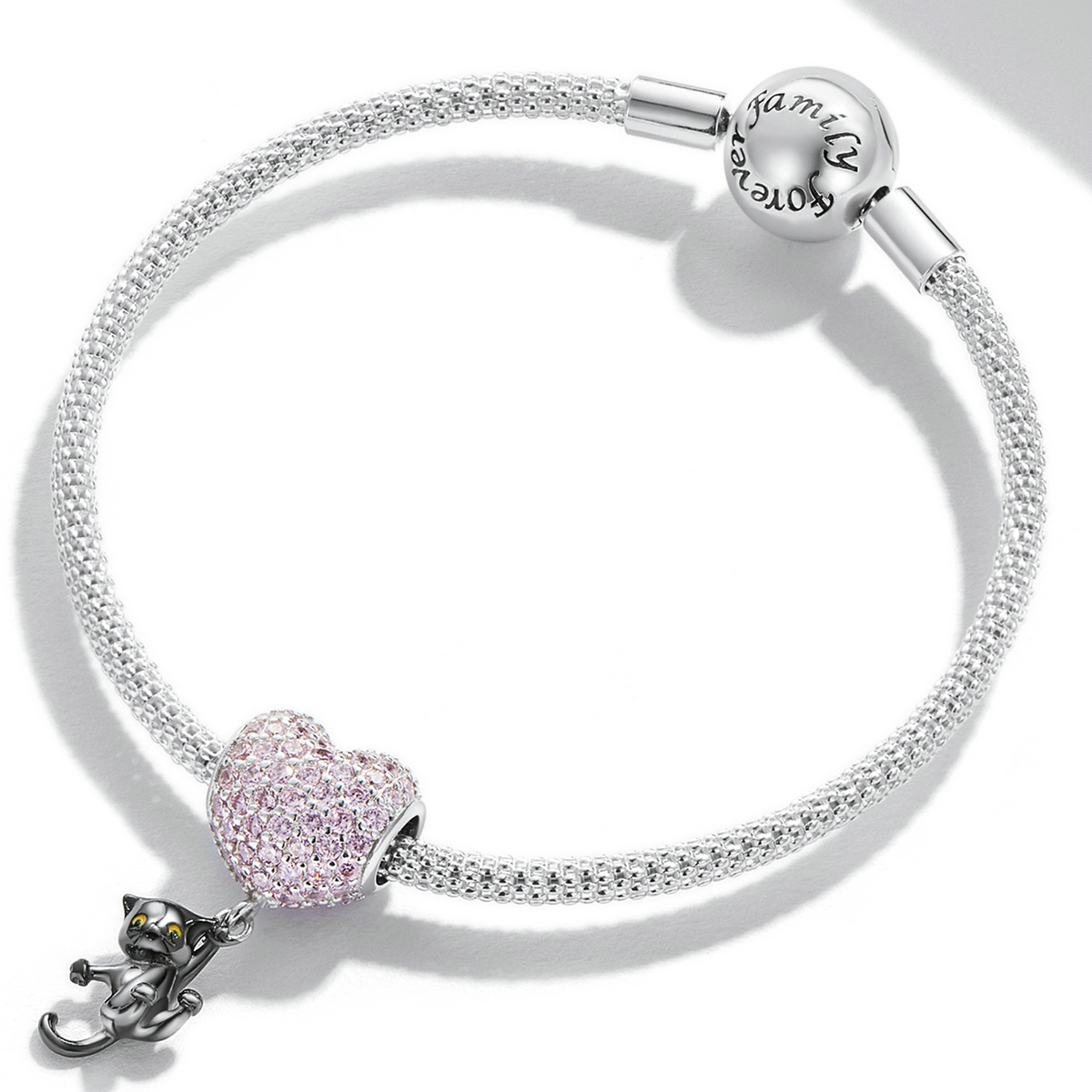 Pandora Style Liefdesballon Zwarte Kat Bedel - SCC2115