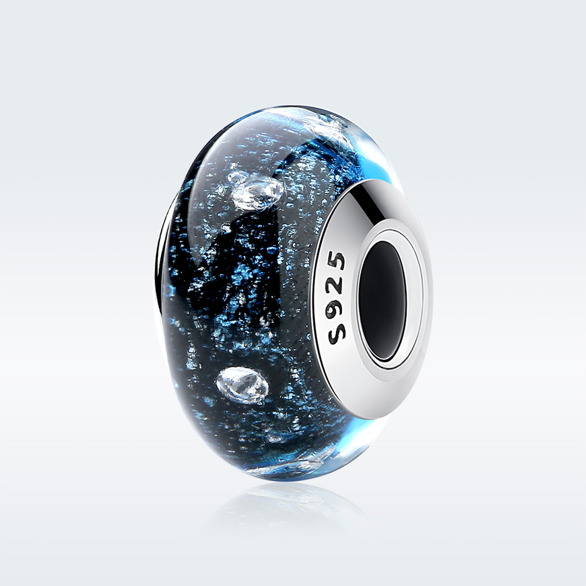 Pandora Style Midnight Bubbling met Murano-glas met schroefdraad Bedel - SCZ028