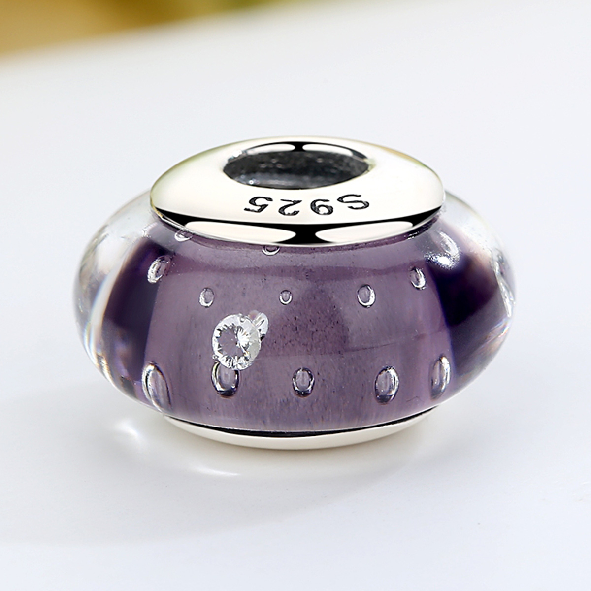 Pandora Style Paars Murano Glas Bedel - SCZ001