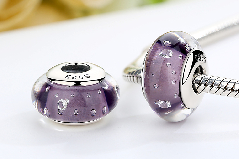 Pandora Style Paars Murano Glas Bedel - SCZ001