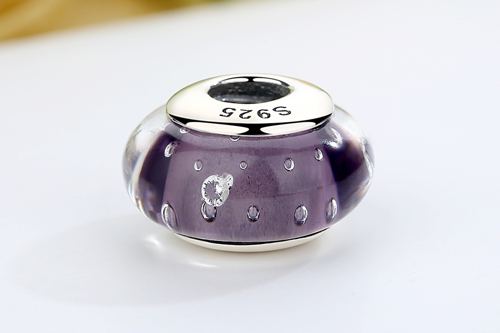 Pandora Style Paars Murano Glas Bedel - SCZ001