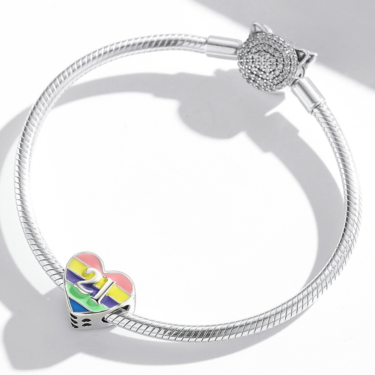 Pandora Style Regenboog Hart Bedel - BSC548