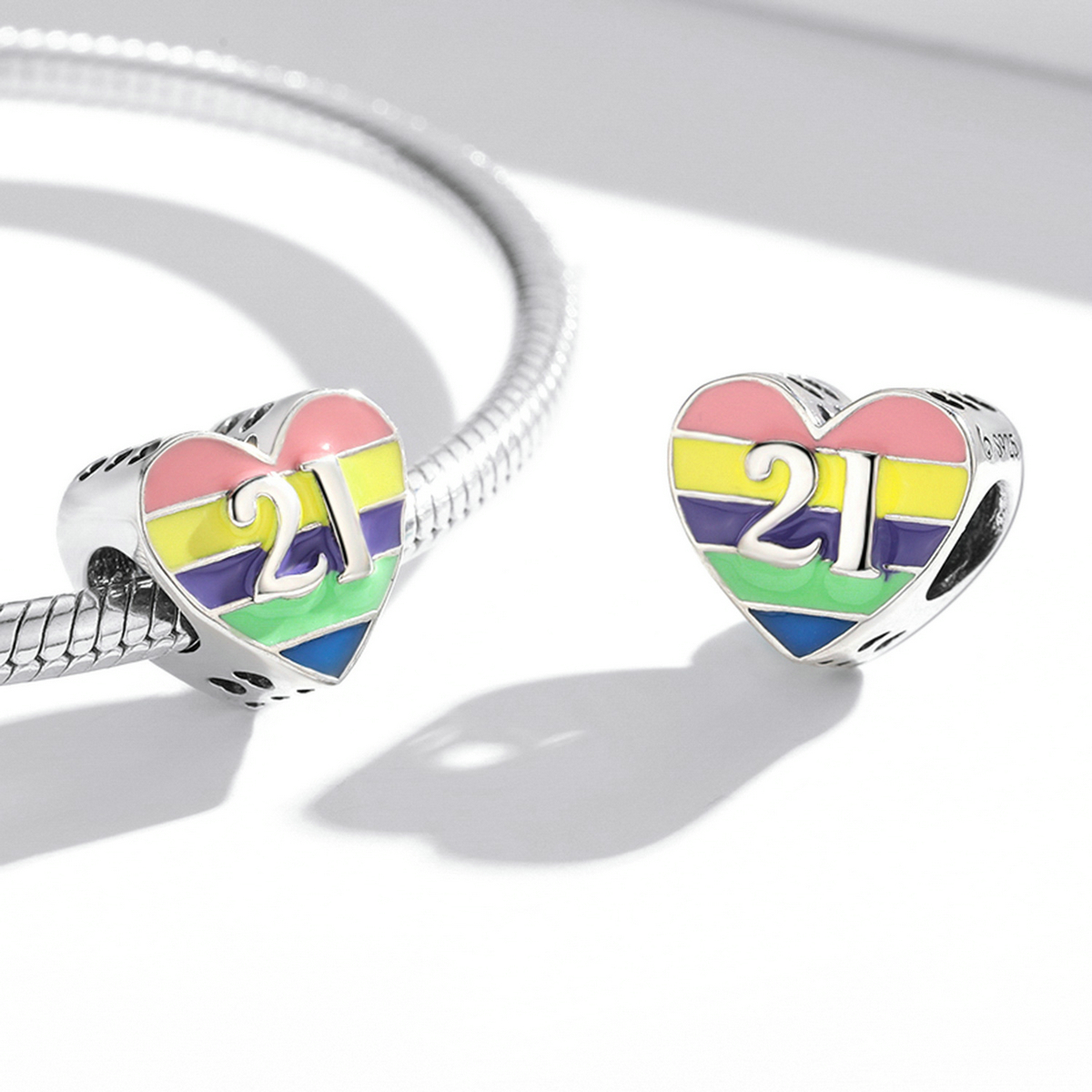 Pandora Style Regenboog Hart Bedel - BSC548