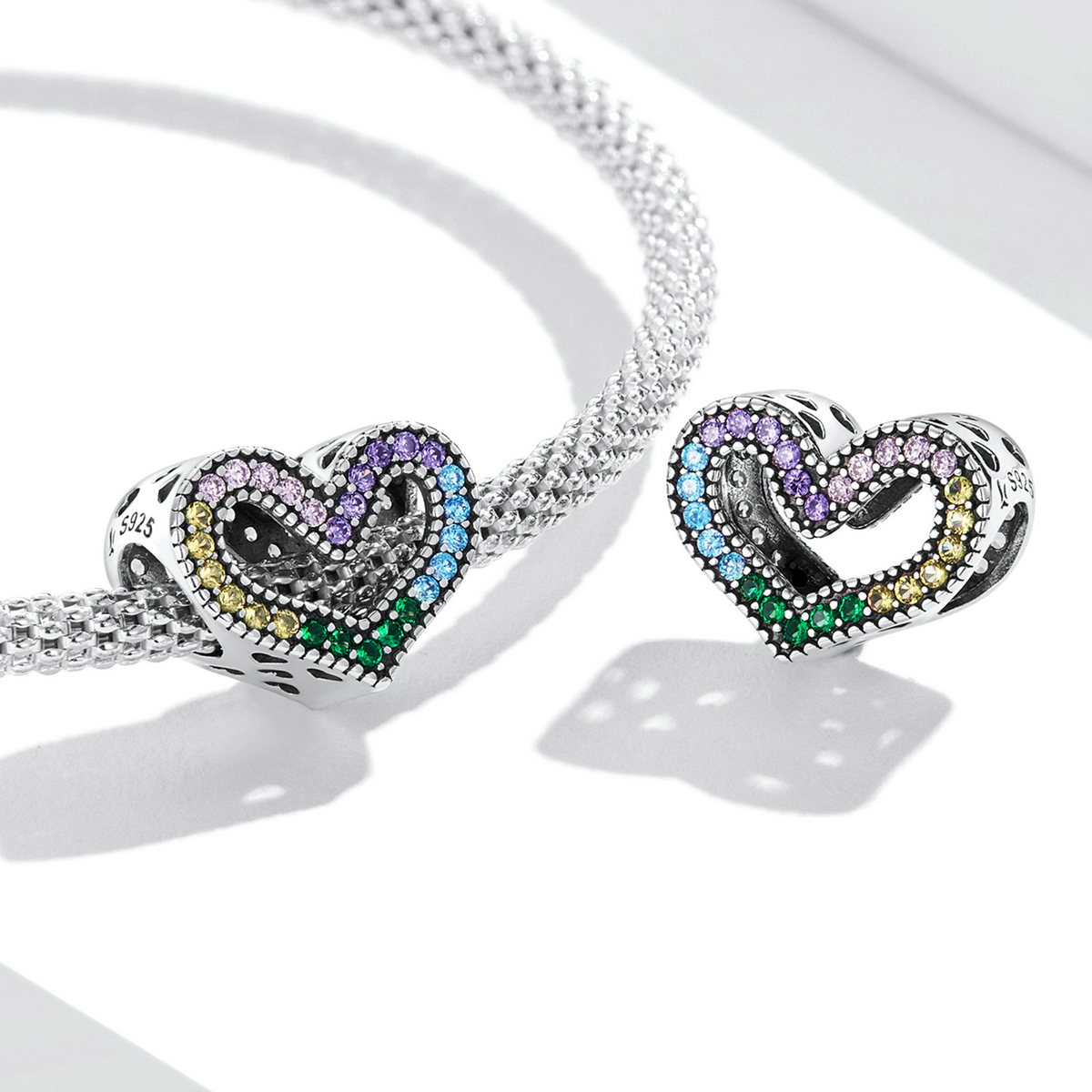 Pandora Style Regenboog Hart Bedel - SCC2137