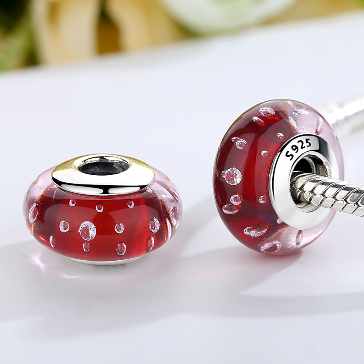 Pandora Style Rood Murano Glas Bedel - SCZ027