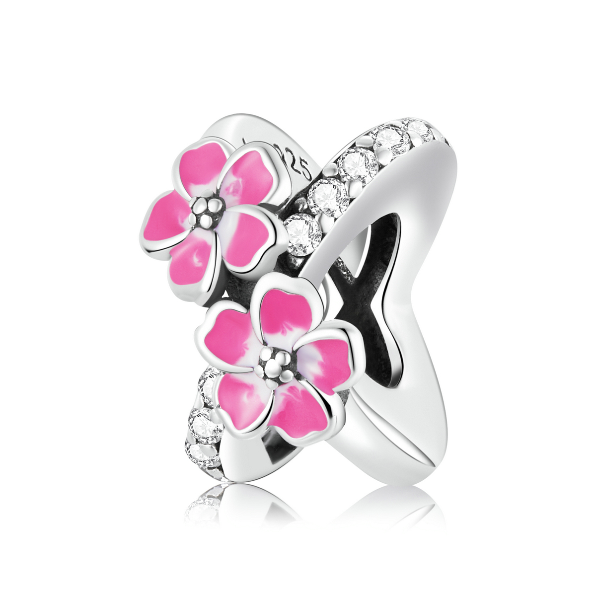 Pandora Style Roze Bloemen Spacer Bedel - SCC2139