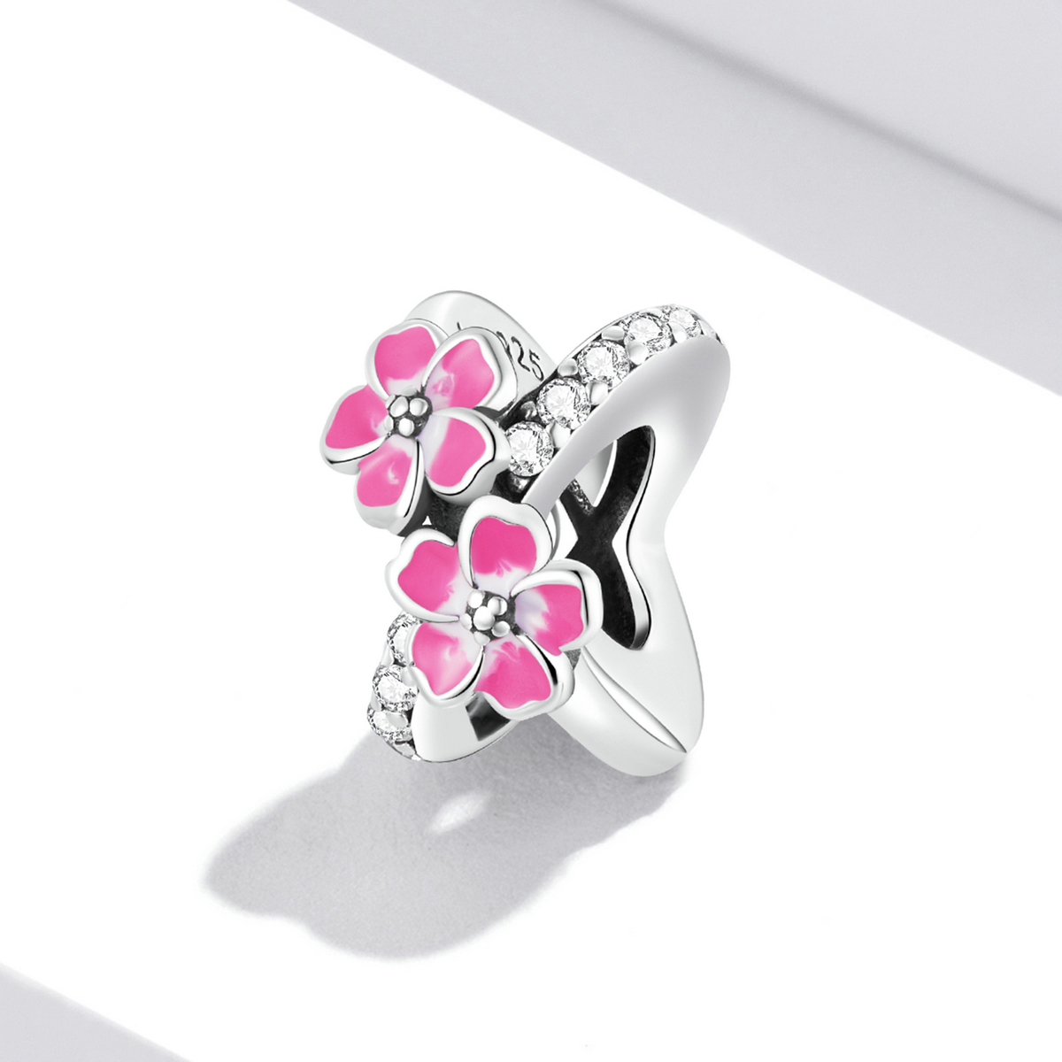 Pandora Style Roze Bloemen Spacer Bedel - SCC2139