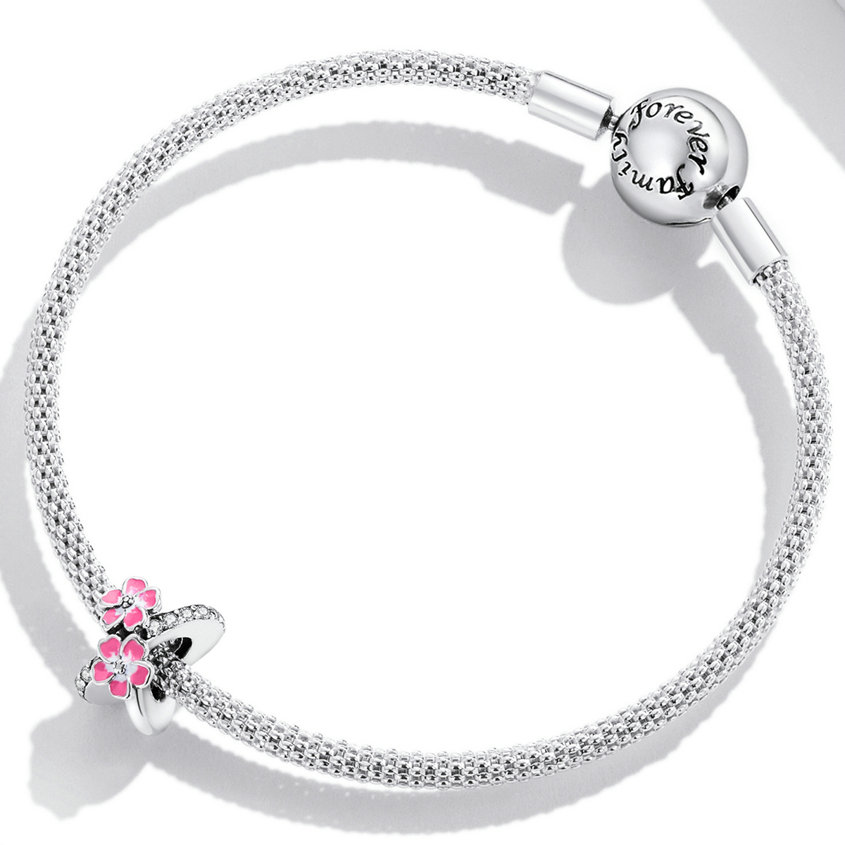 Pandora Style Roze Bloemen Spacer Bedel - SCC2139