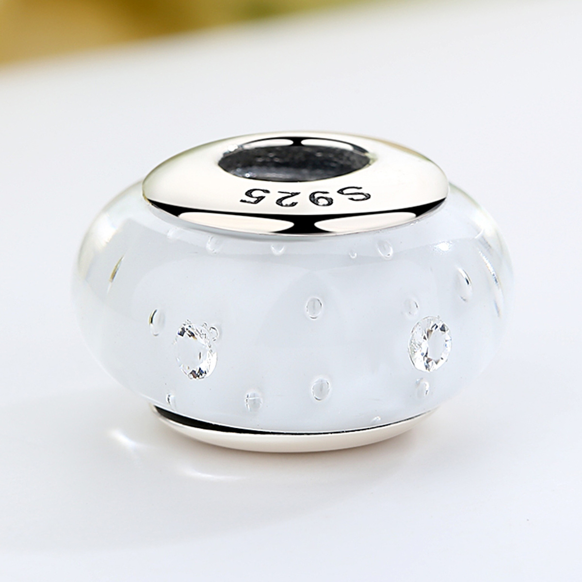 Pandora Style Wit Murano Glas Bedel - SCZ002