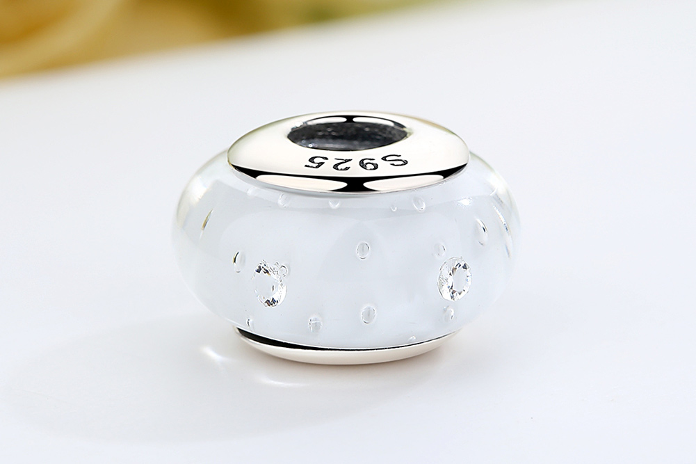 Pandora Style Wit Murano Glas Bedel - SCZ002