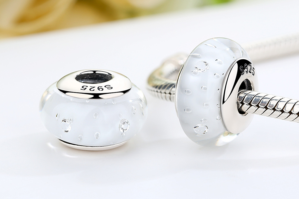 Pandora Style Wit Murano Glas Bedel - SCZ002