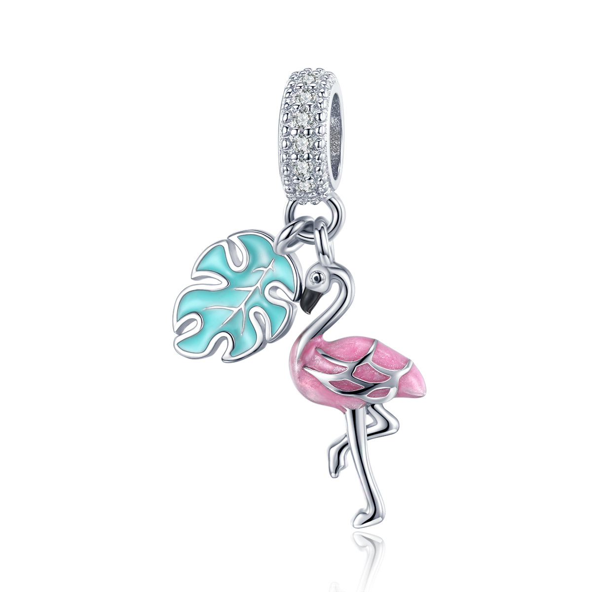 Pandora Style Flamingo Hangende Bedel - BSC277