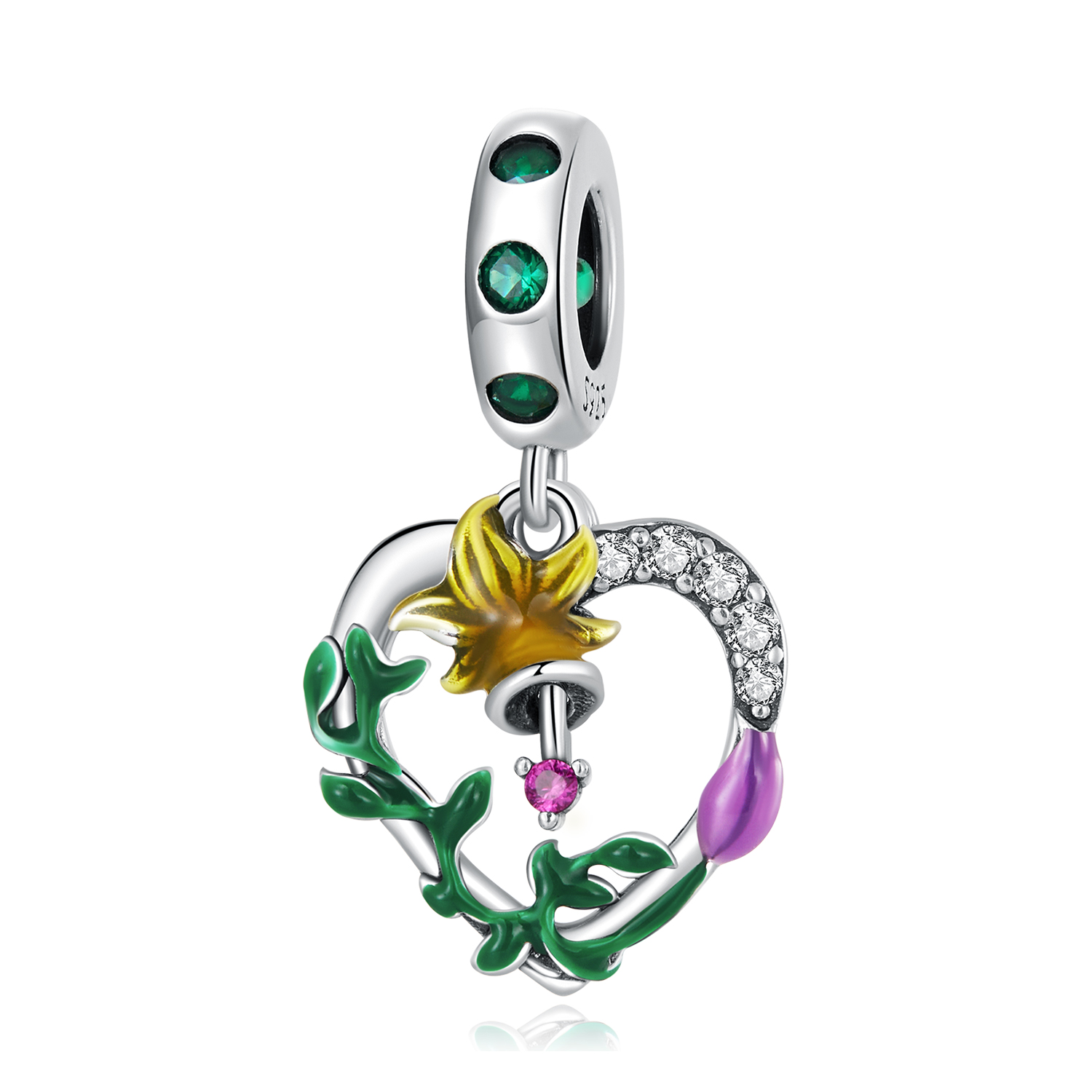 Pandora Style Opengewerkte Liefde Bloemen Hangende Bedel - SCC2249