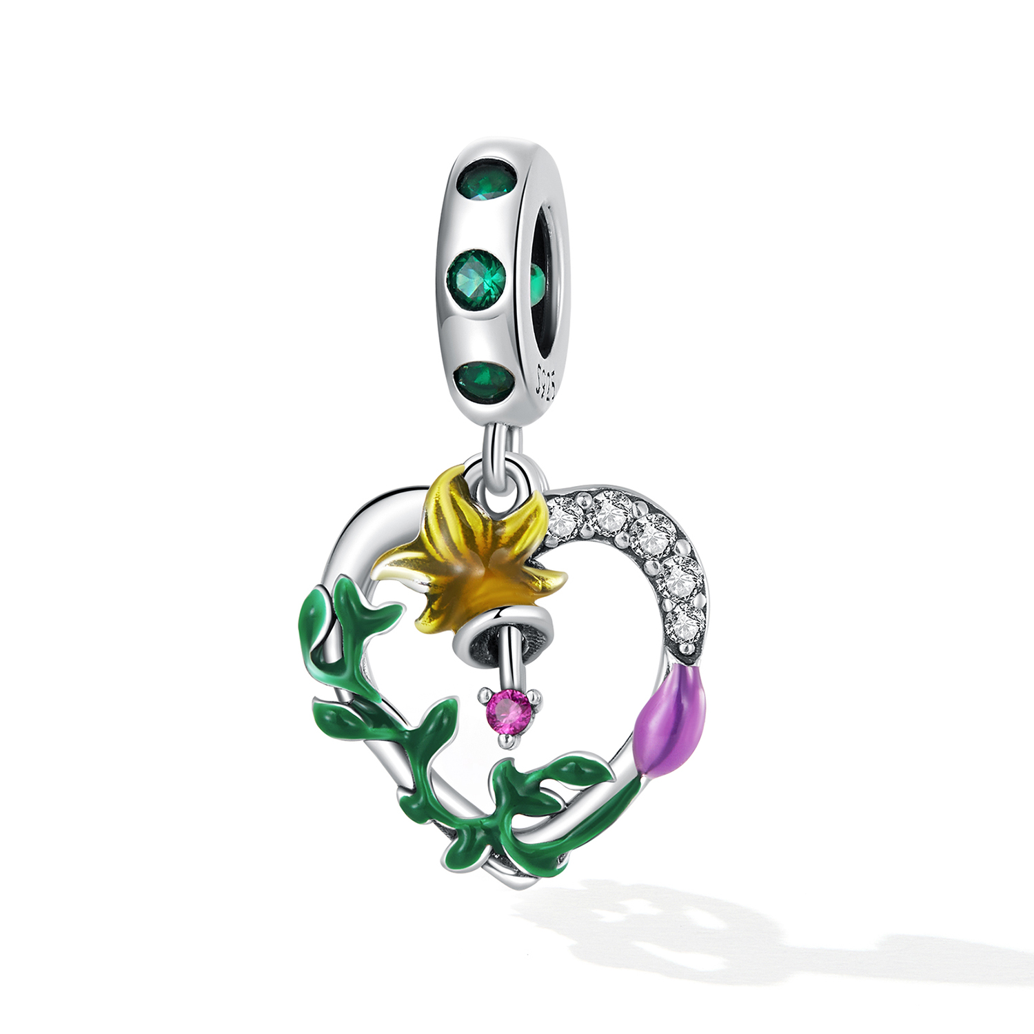 Pandora Style Opengewerkte Liefde Bloemen Hangende Bedel - SCC2249