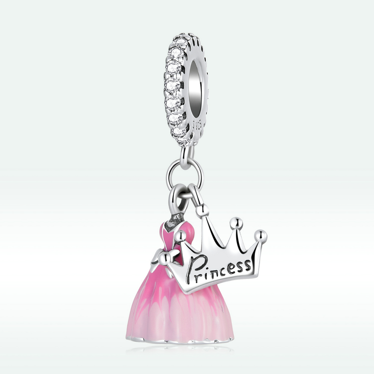 Pandora Style Prinses Jurk Kroon Hangende Bedel - SCC2203