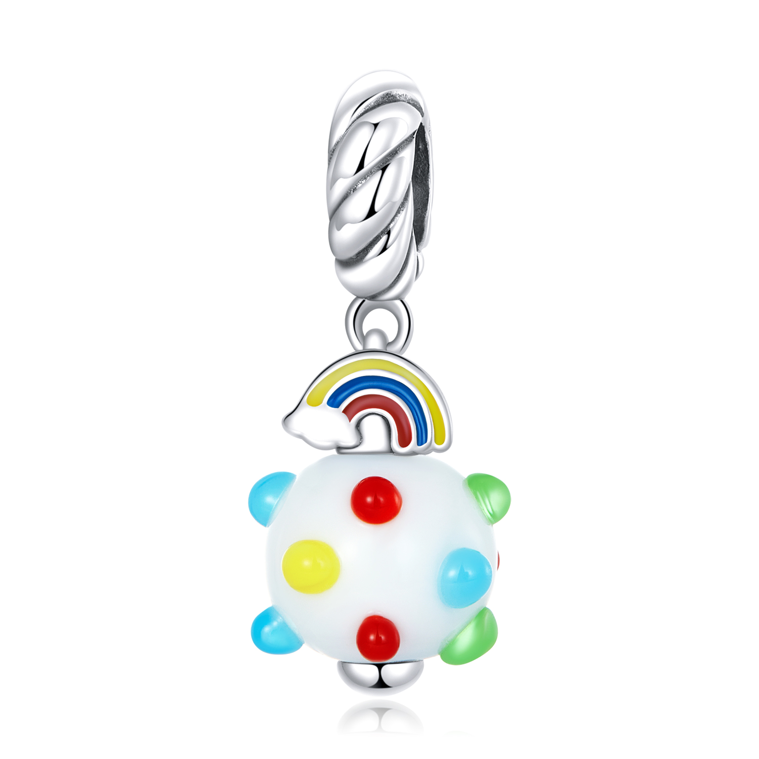 Pandora Style Regenboog glas Hangende Bedel - SCC2225