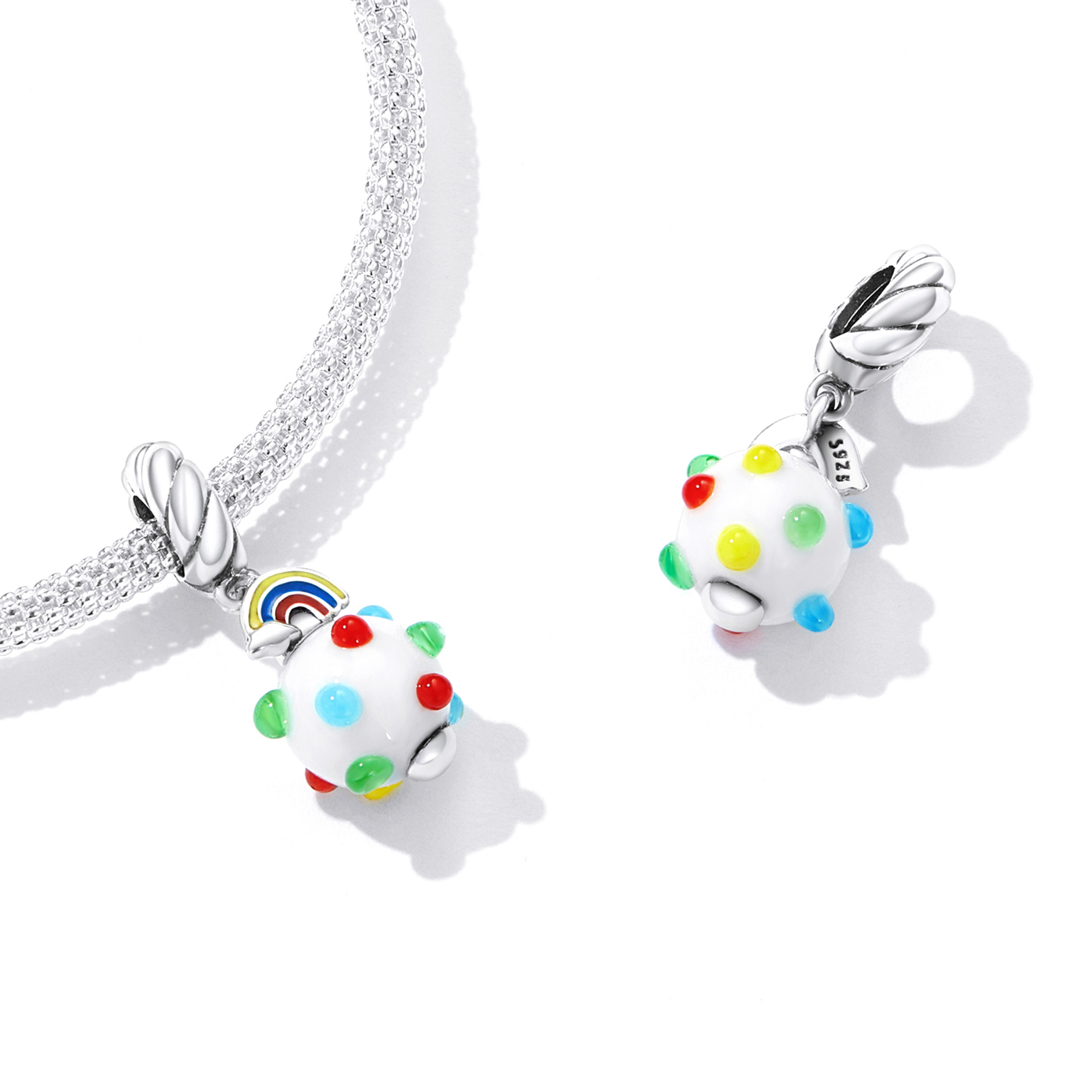 Pandora Style Regenboog glas Hangende Bedel - SCC2225