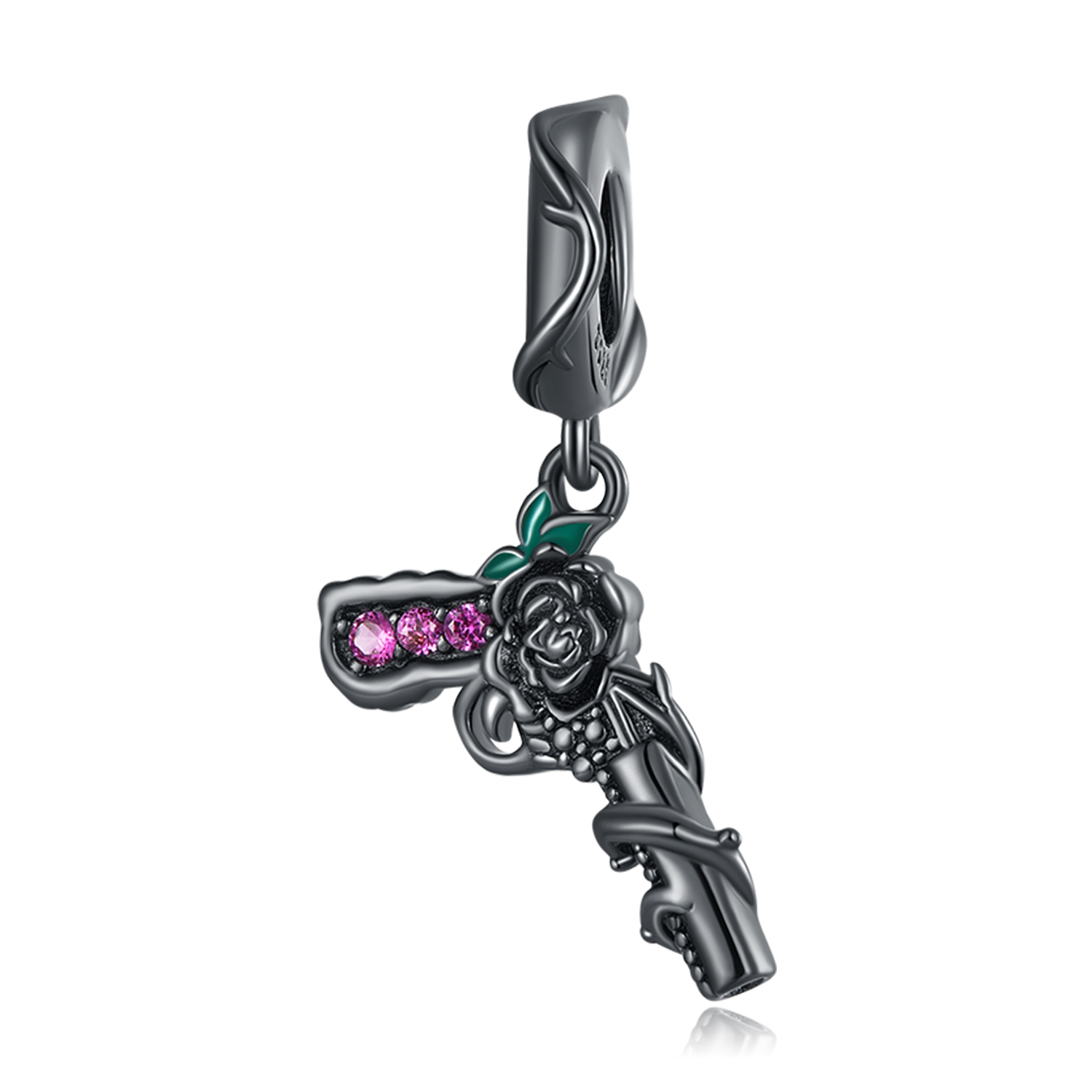 Pandora Style Rose Pistool Hangende Bedel - SCC2241