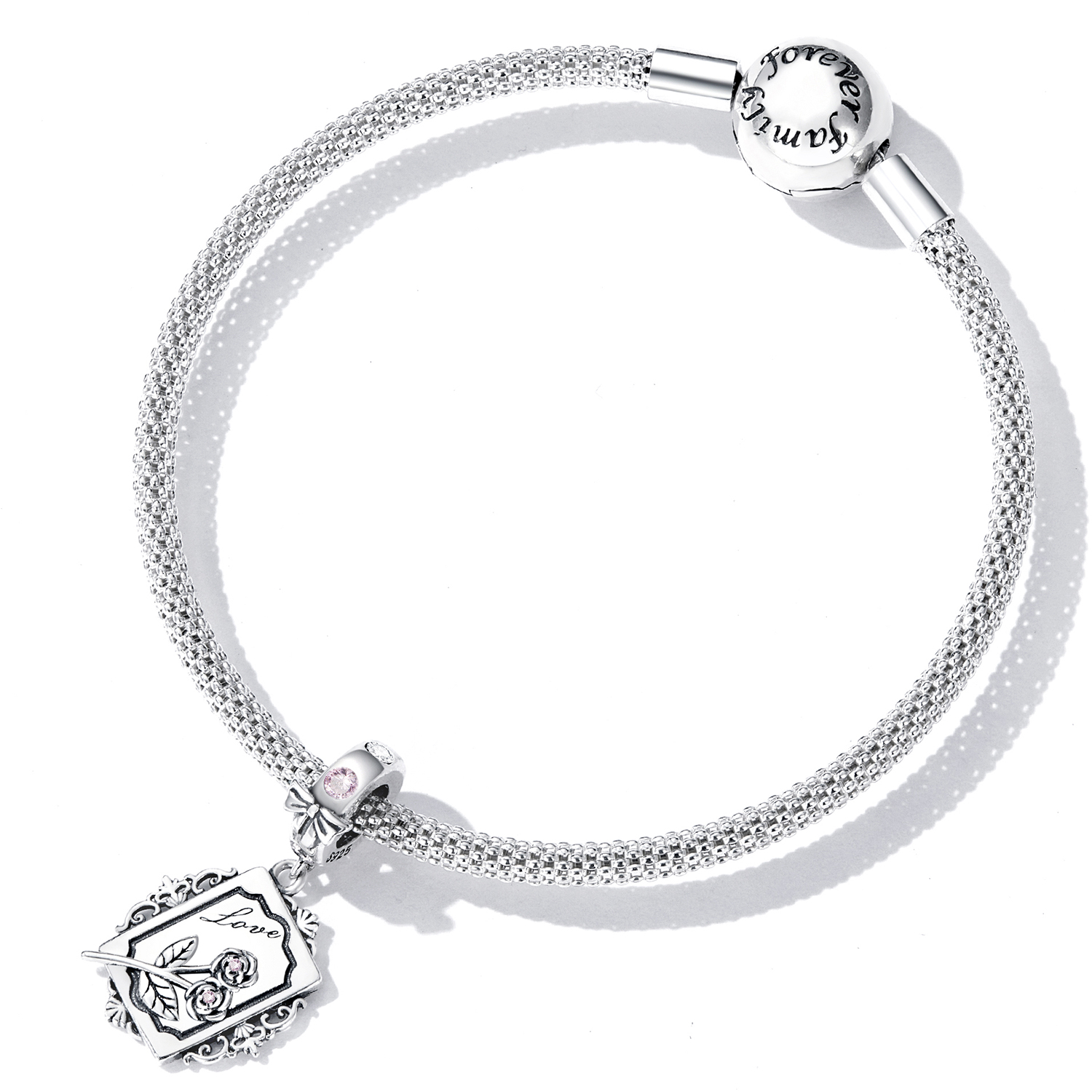 Pandora Style Rose Uitnodiging Hangende Bedel - SCC2262