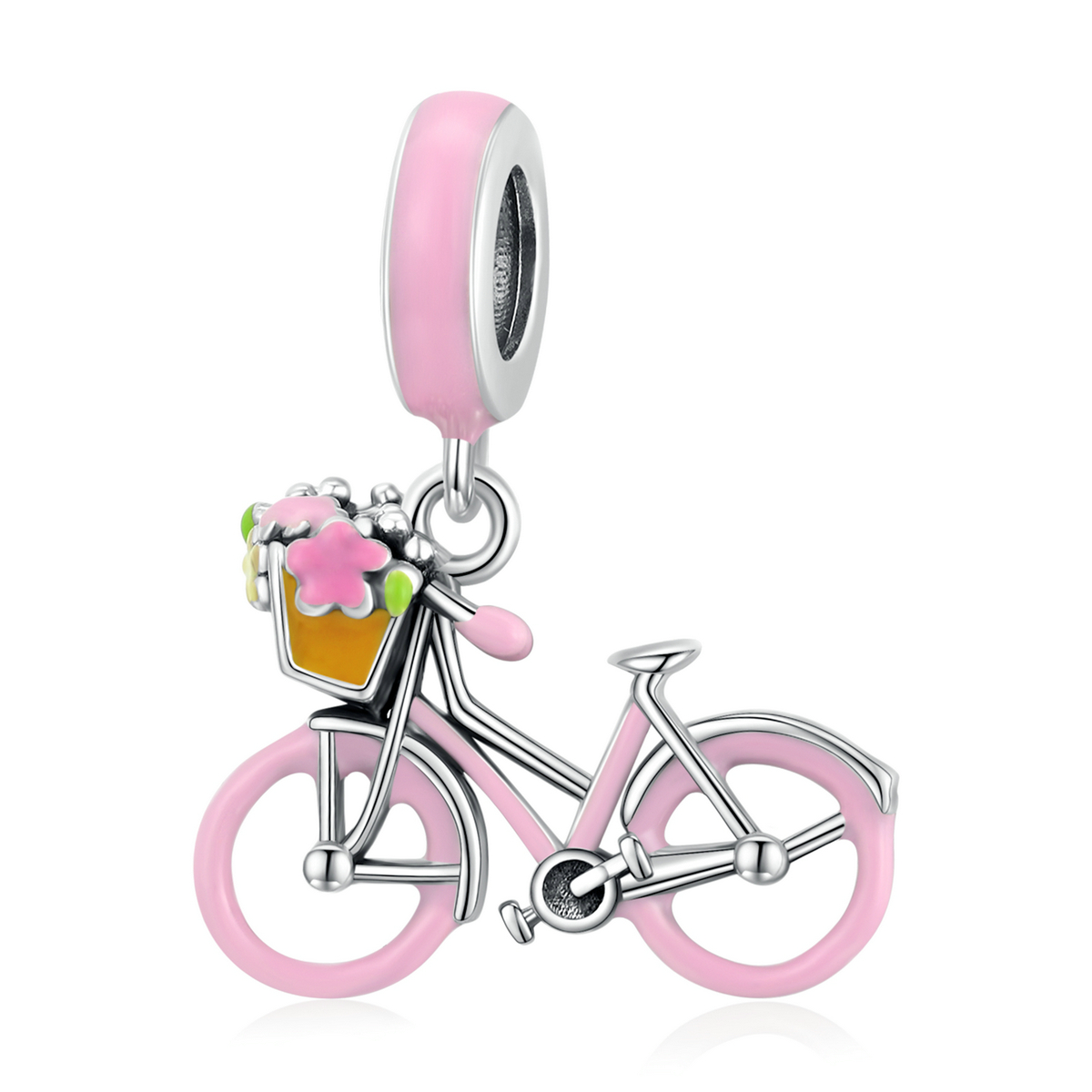 Pandora Style Roze Fiets Hangende Bedel - SCC1975