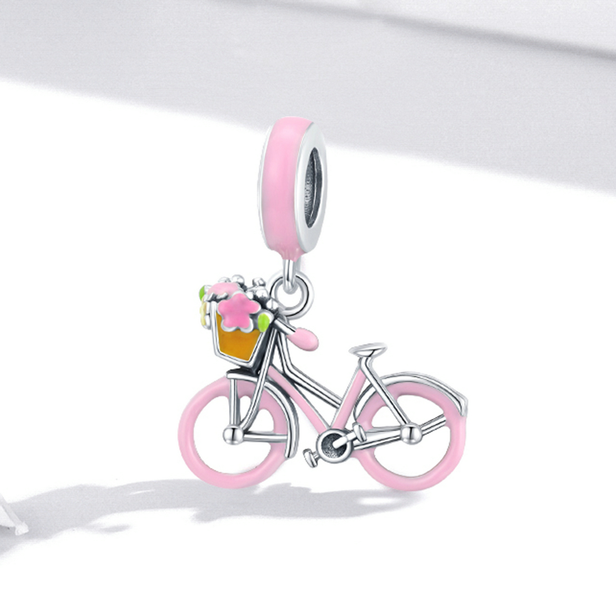 Pandora Style Roze Fiets Hangende Bedel - SCC1975