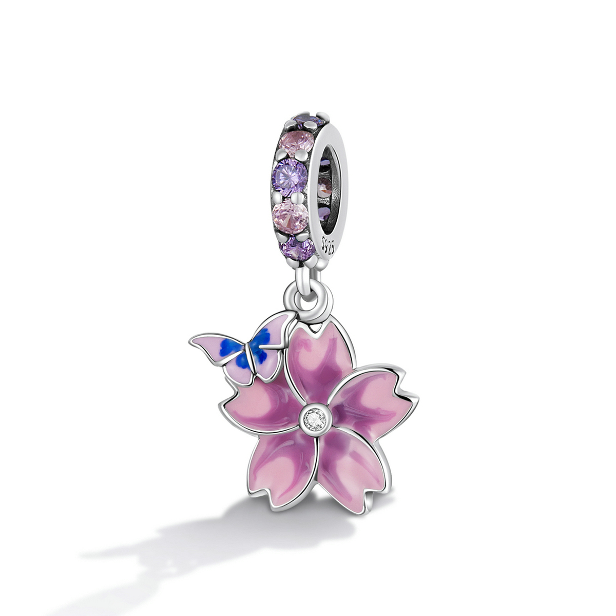 Pandora Style Vlinders en bloemen Hangende Bedel - SCC2185