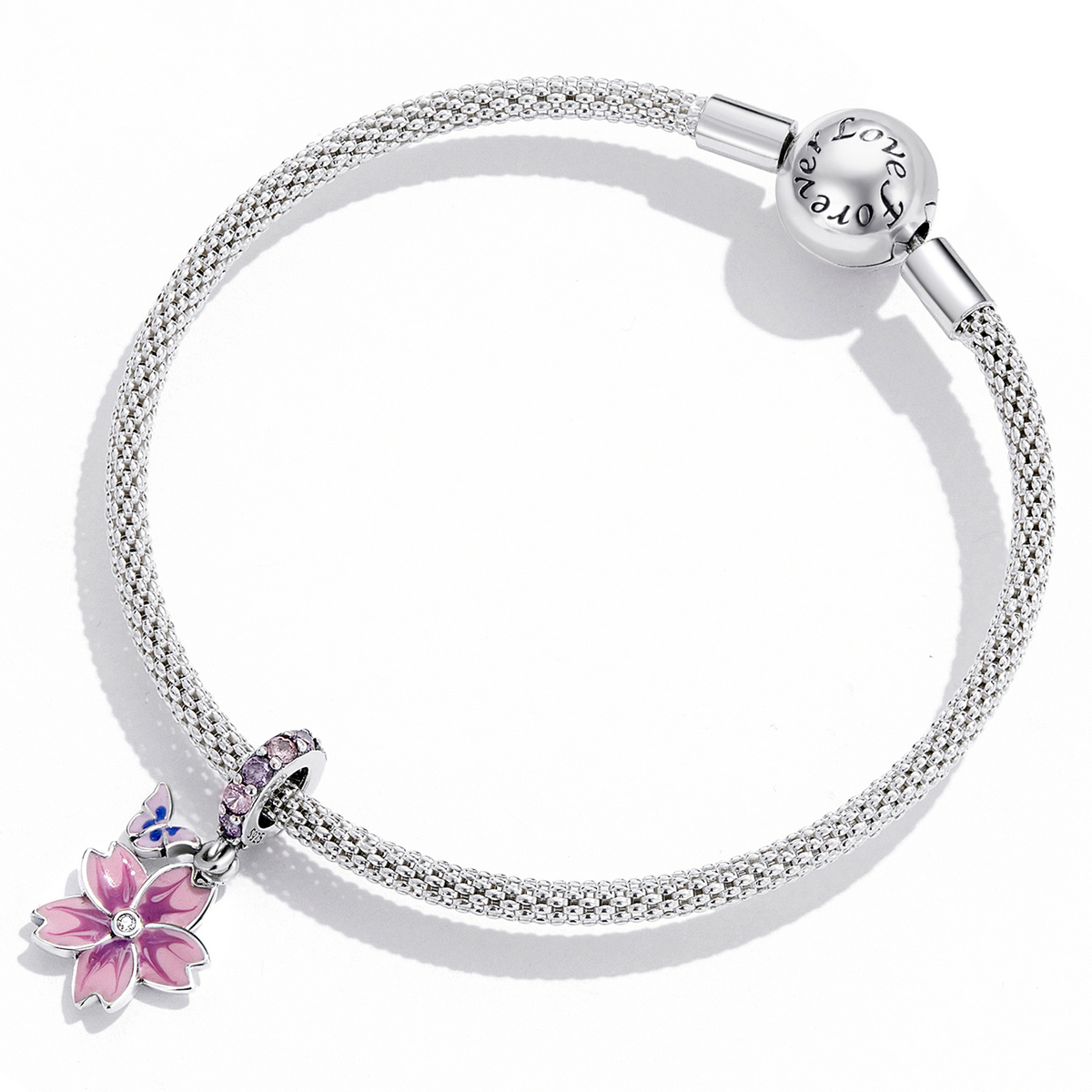 Pandora Style Vlinders en bloemen Hangende Bedel - SCC2185