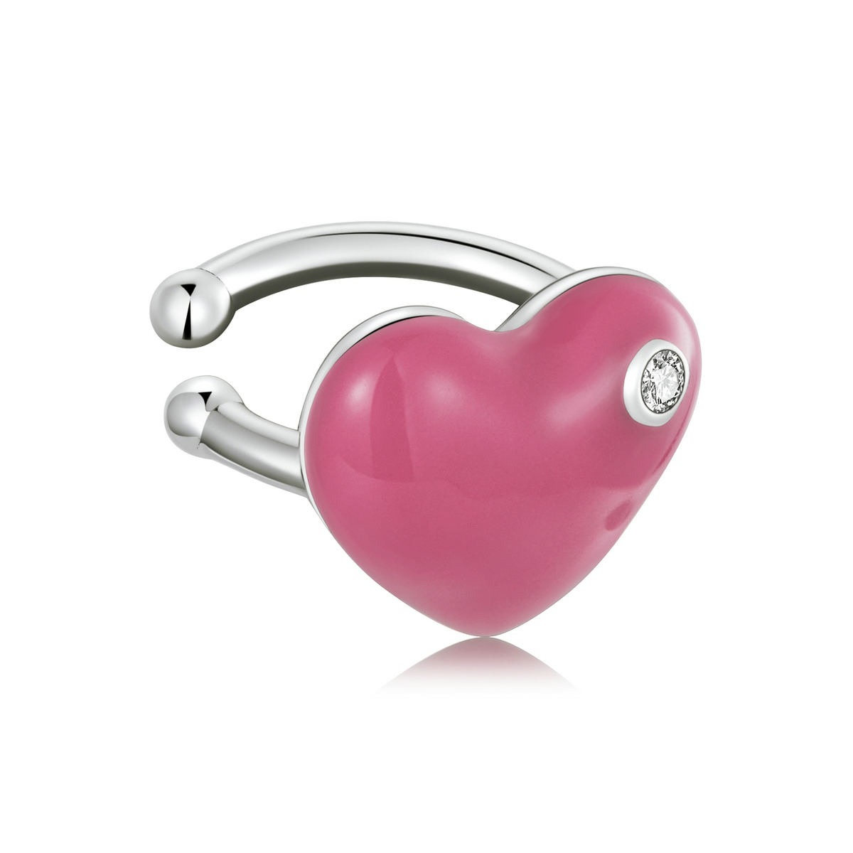 Pandora Style Rose Rood Hart Oorclip - SCE1362